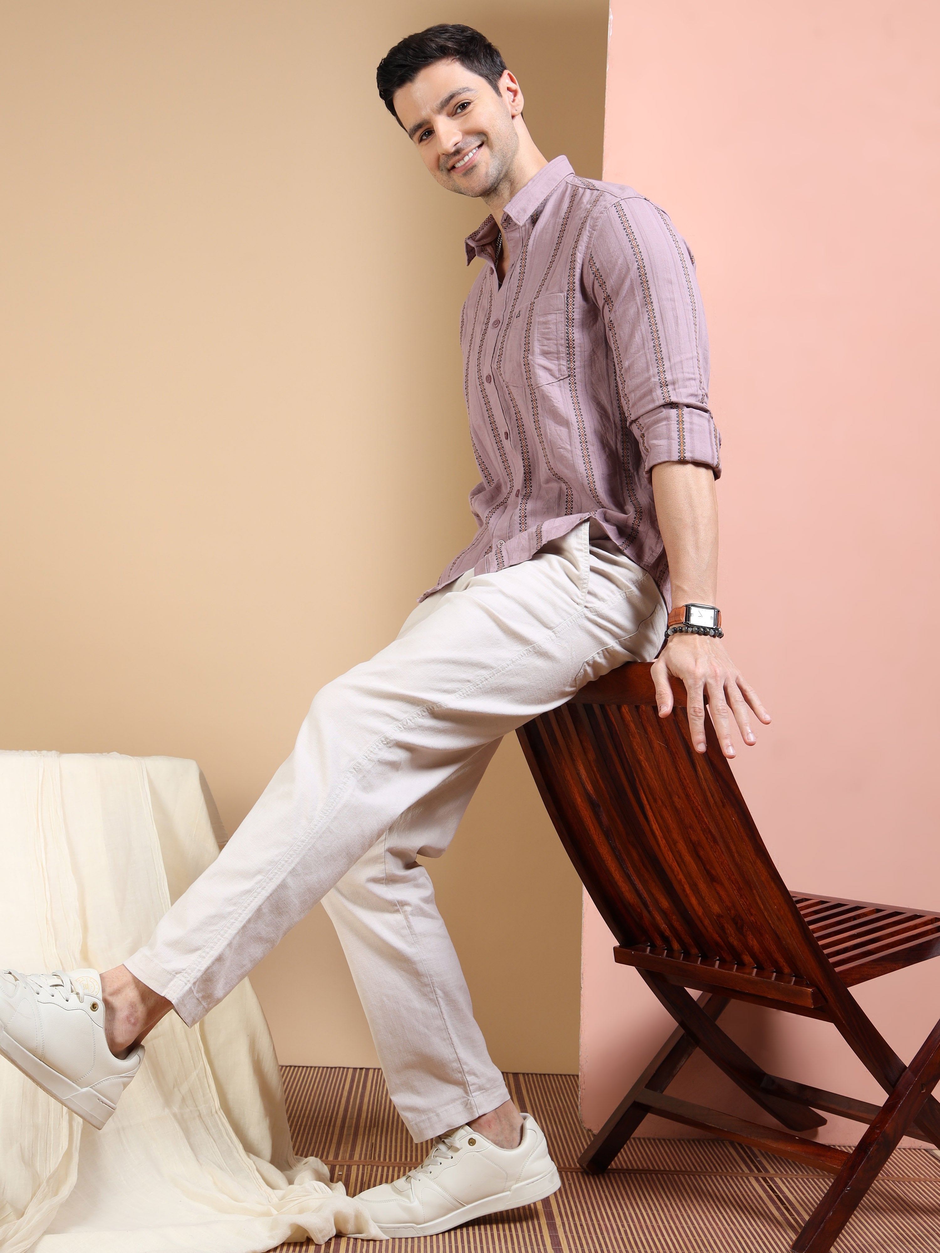 MEN'S ONION PINK STRIPE SLIM FIT SHIRT
