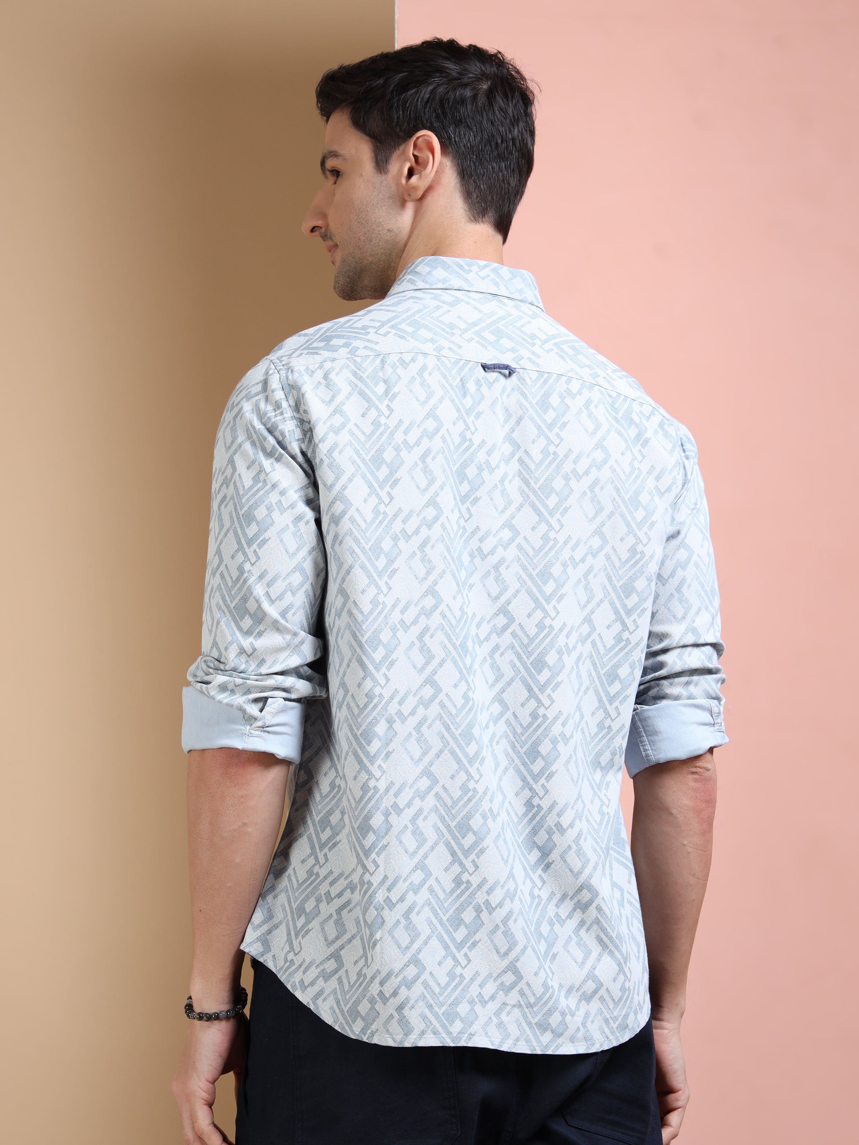 MEN'S BLUE PRINT SLIM FIT SHIRT