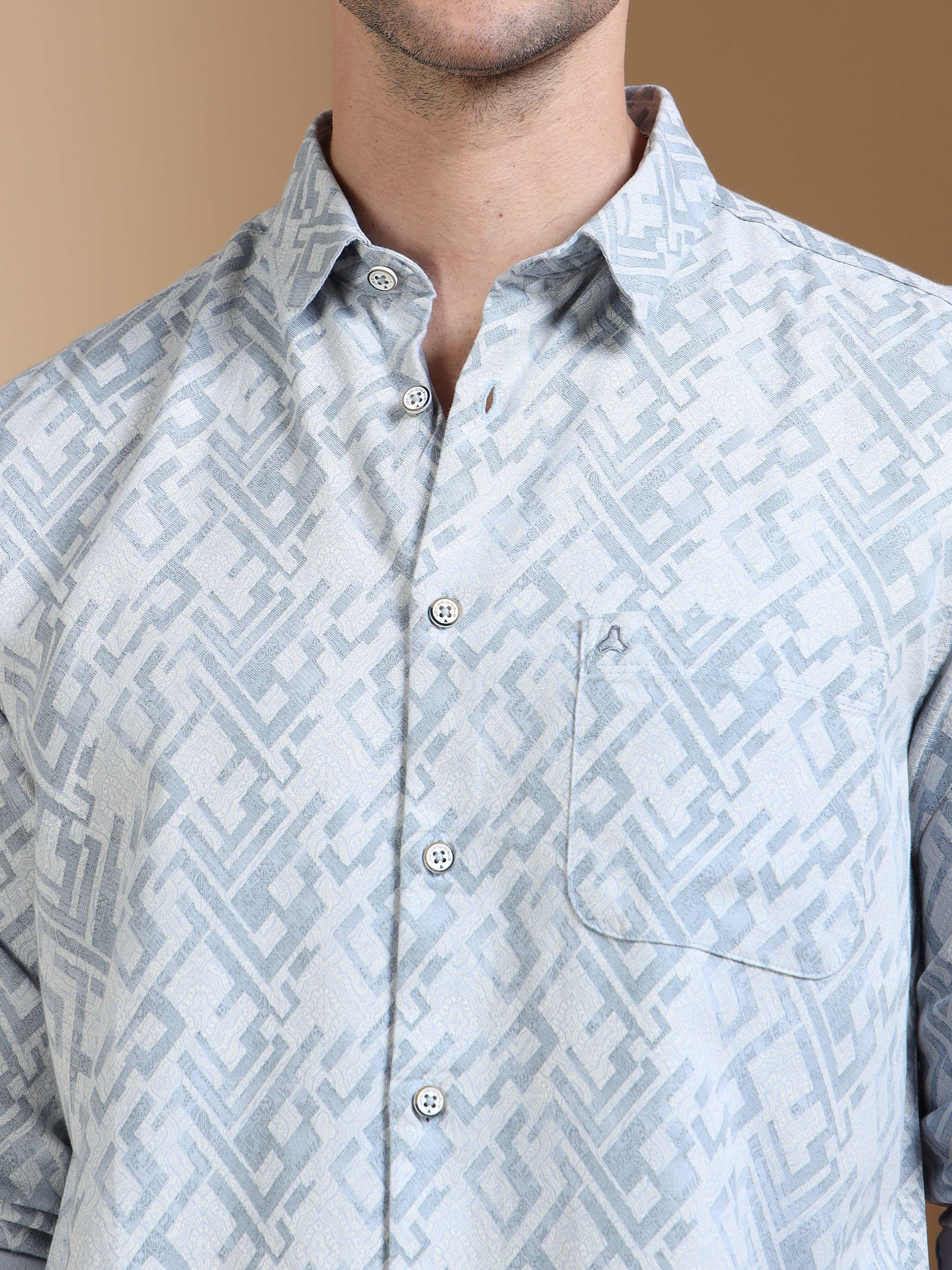 MEN'S BLUE PRINT SLIM FIT SHIRT