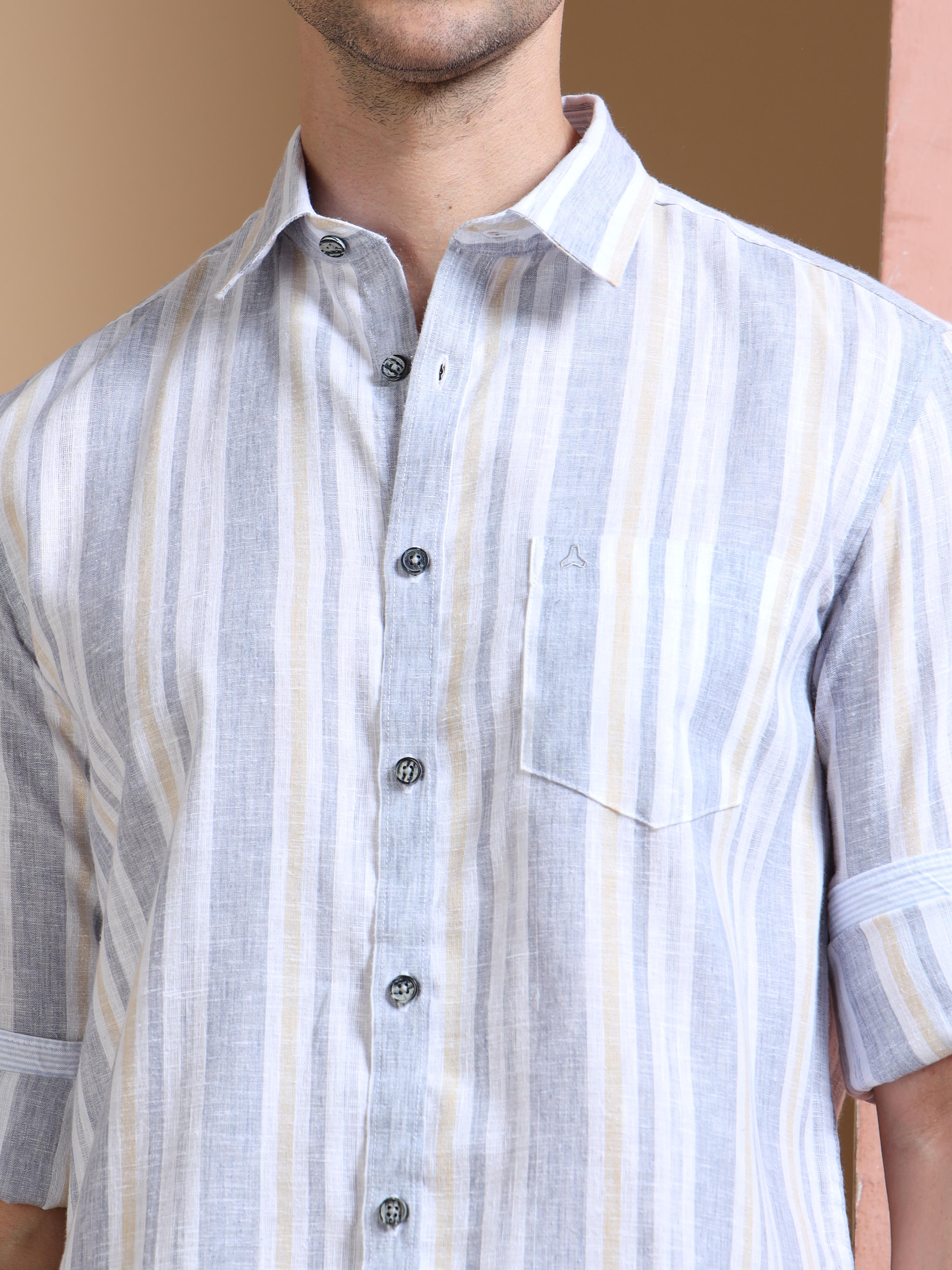 MEN'S NAVY STRIPE SLIM FIT SHIRT