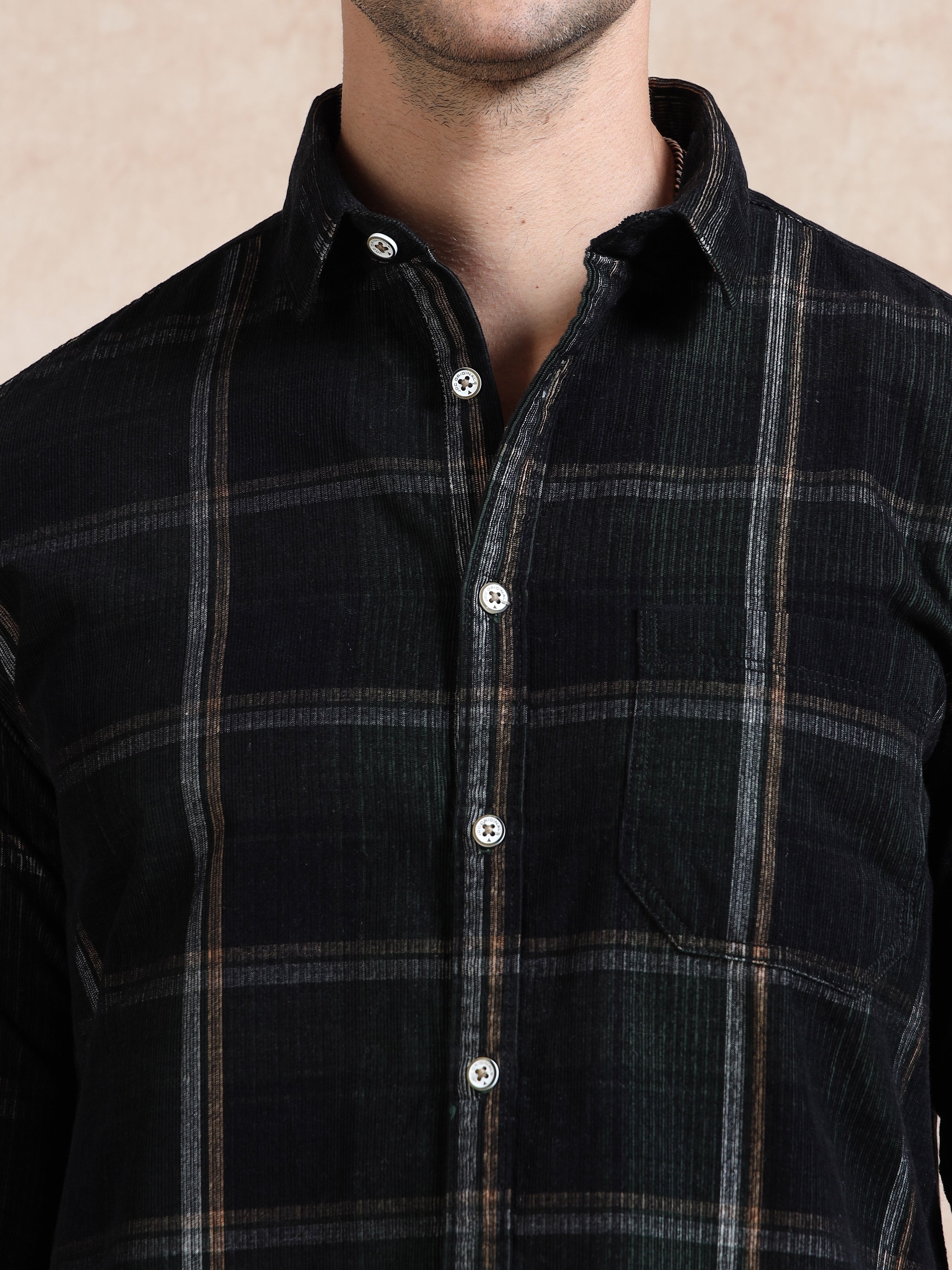 MEN'S GREEN CHECKS SLIM FIT SHIRT