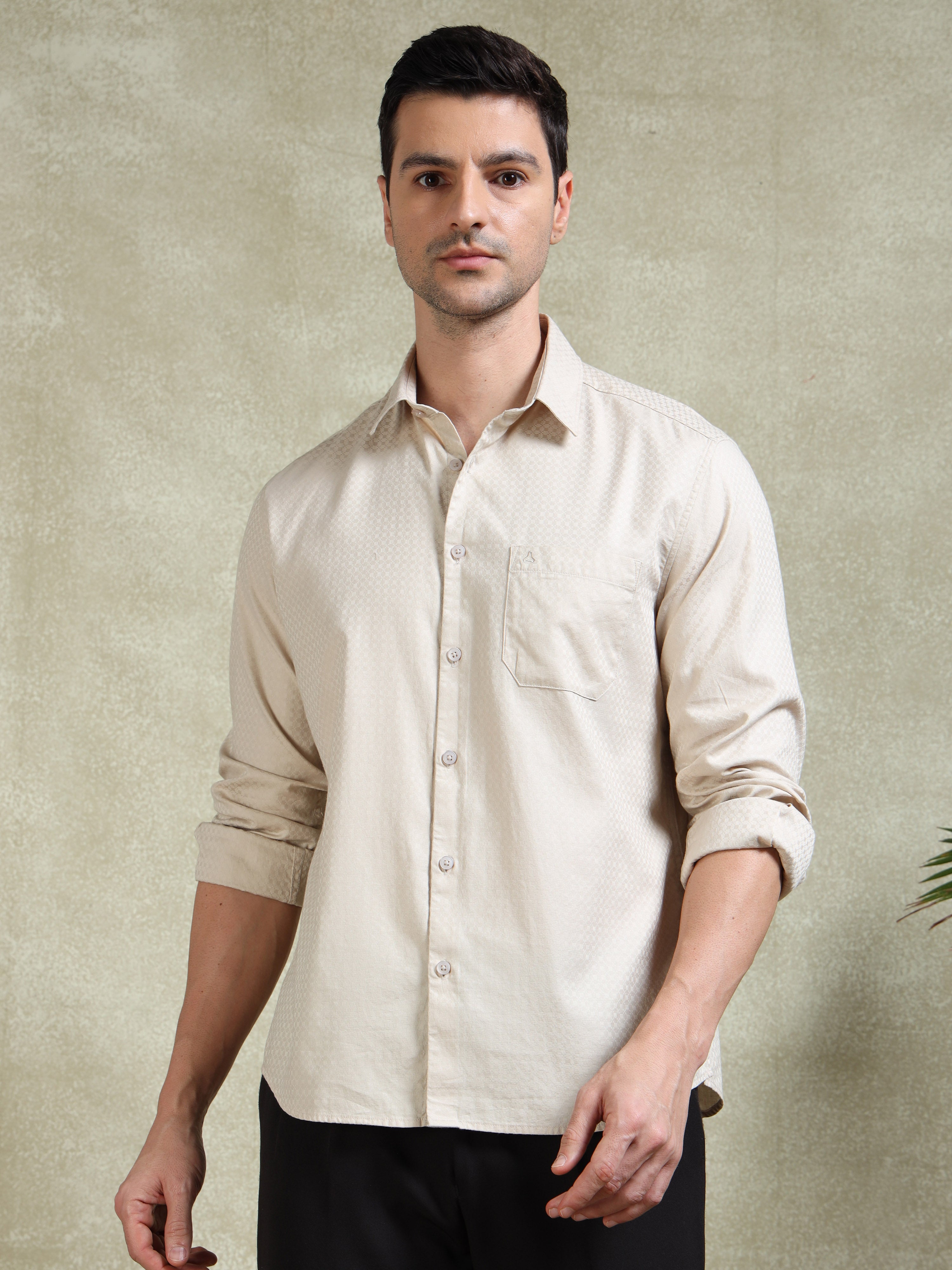 MEN'S SANDEL SELF DESIGN SLIM FIT SHIRT