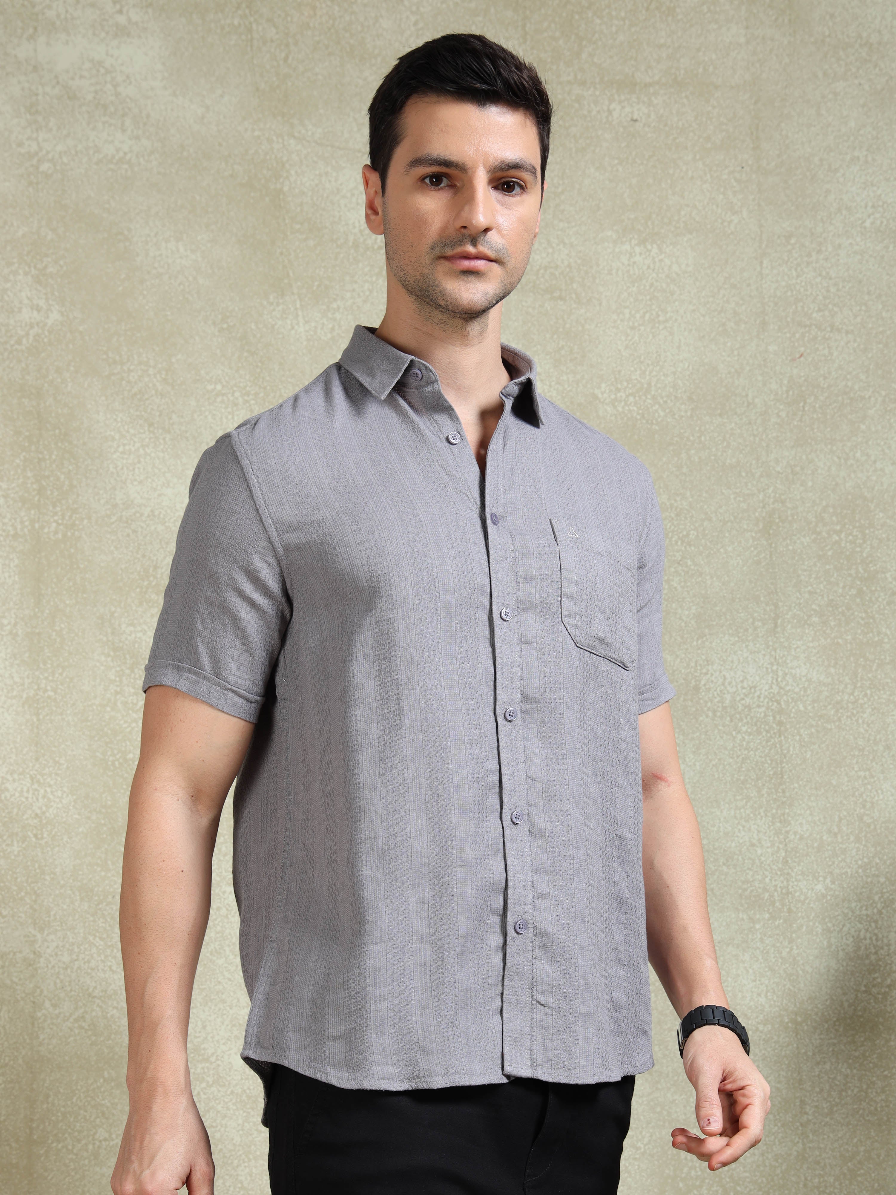 MEN'S GREY STRIPE SLIM FIT SHIRT