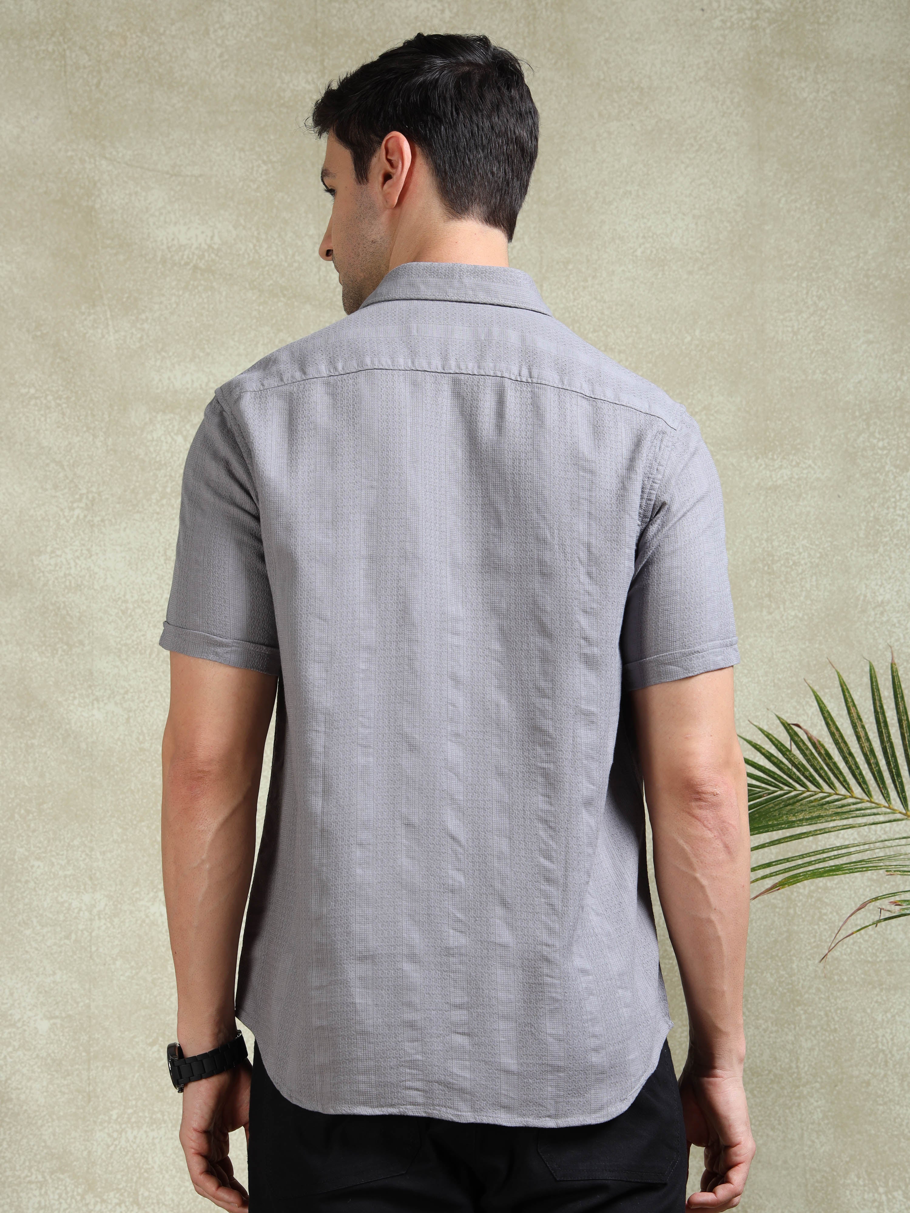 MEN'S GREY STRIPE SLIM FIT SHIRT