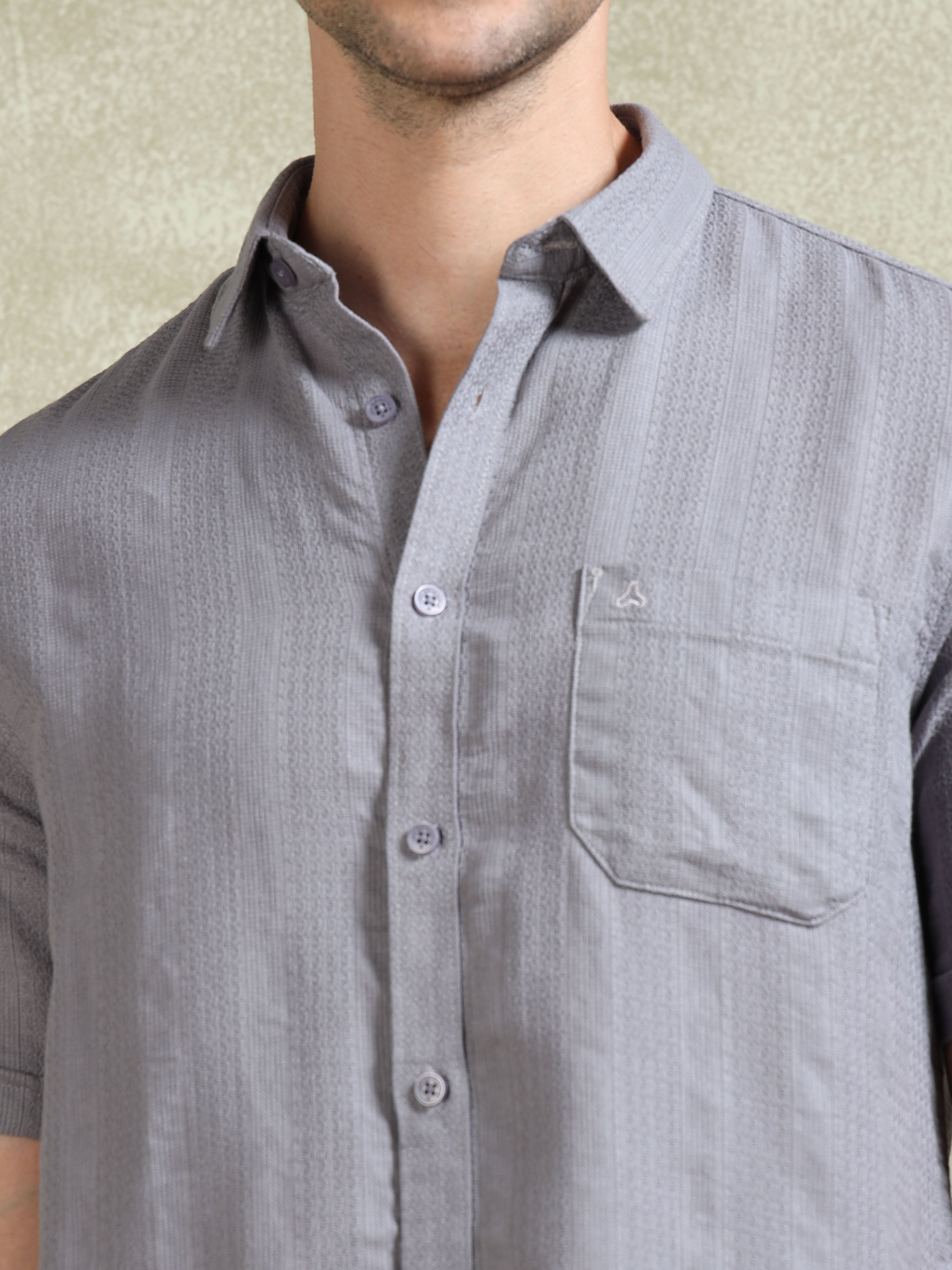 MEN'S GREY STRIPE SLIM FIT SHIRT