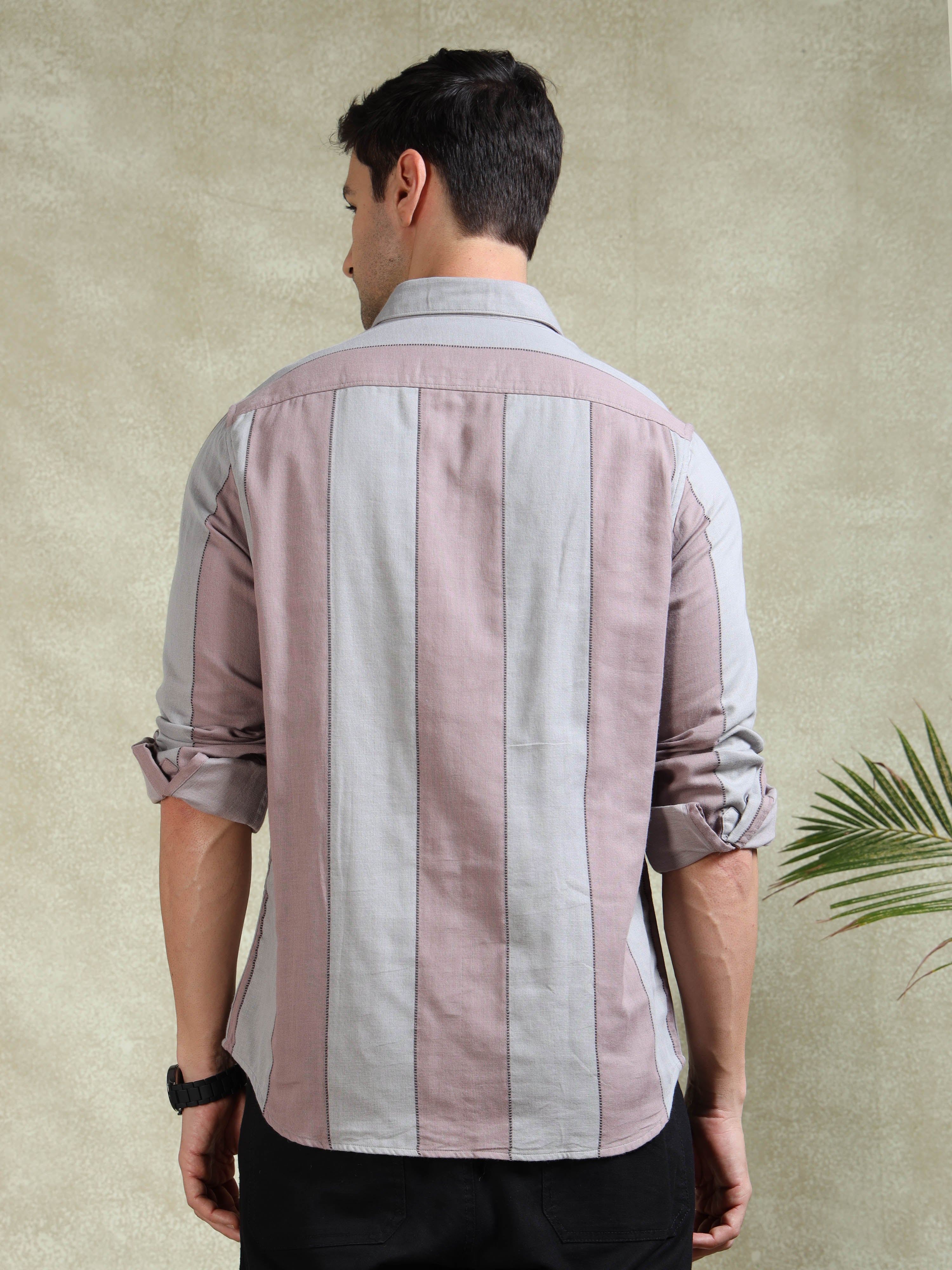 MEN'S PINK STRIPE SLIM FIT SHIRT