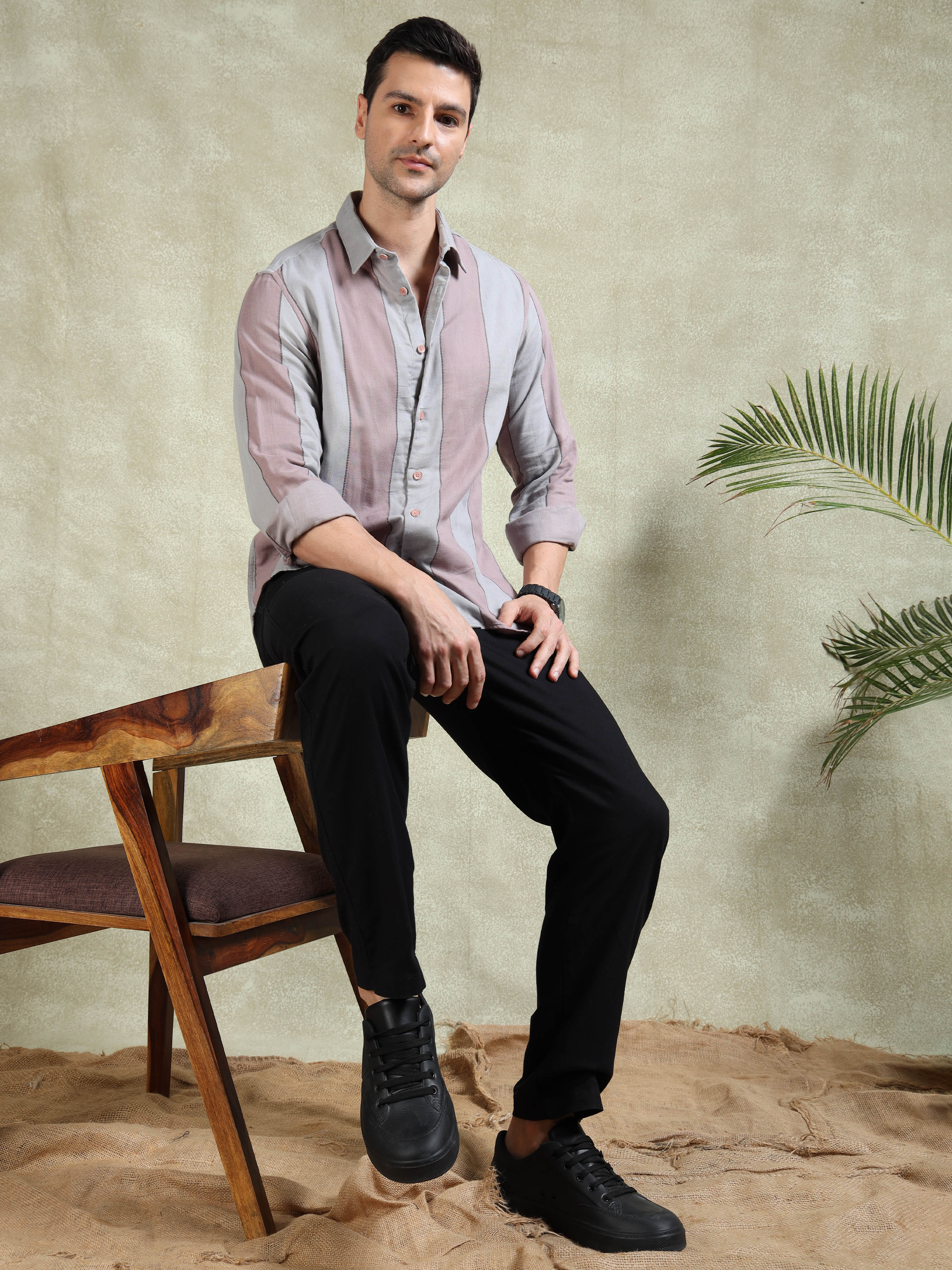 MEN'S PINK STRIPE SLIM FIT SHIRT