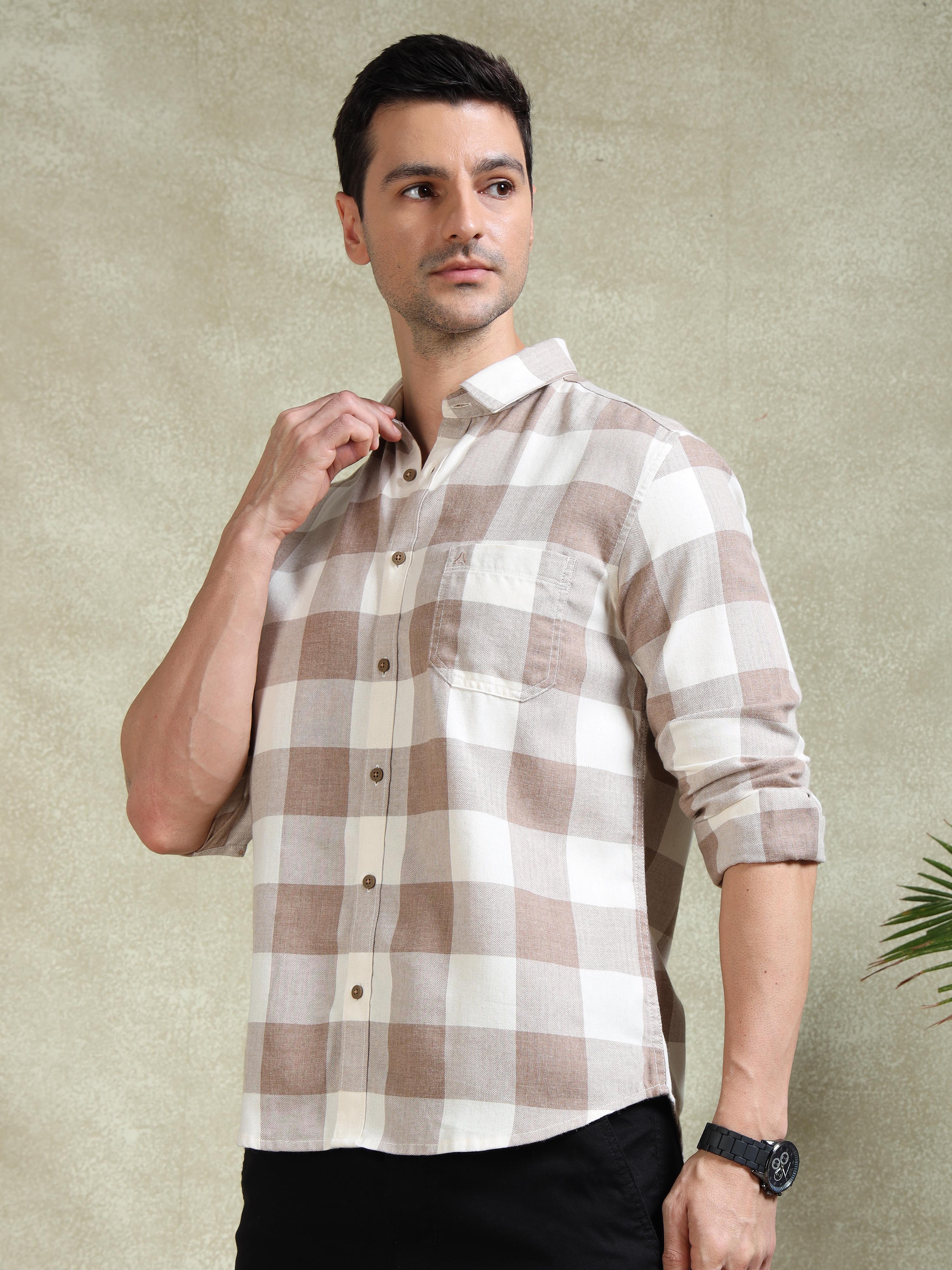 MEN'S BISCUT CHECKS SLIM FIT SHIRT