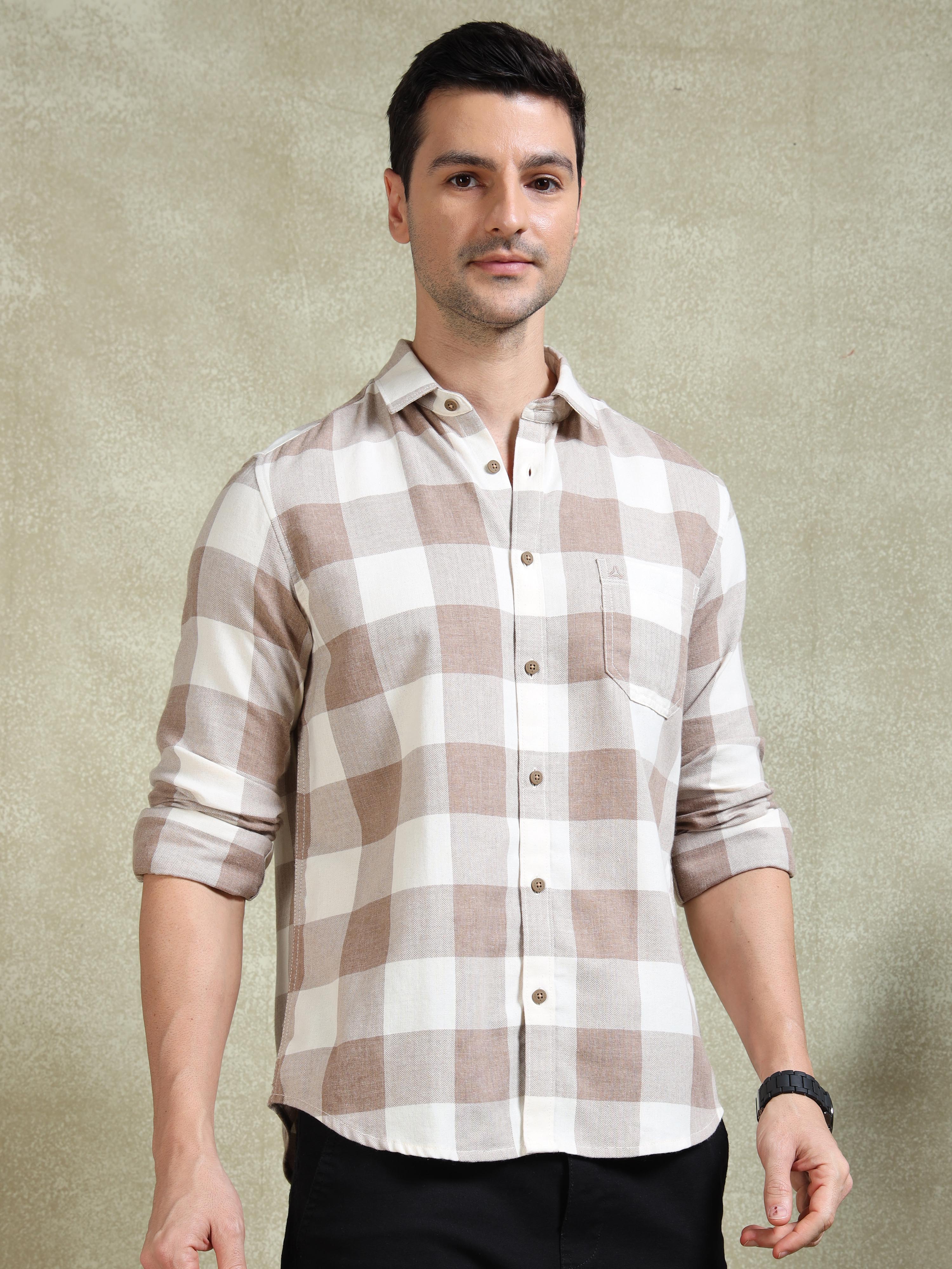 MEN'S BISCUT CHECKS SLIM FIT SHIRT