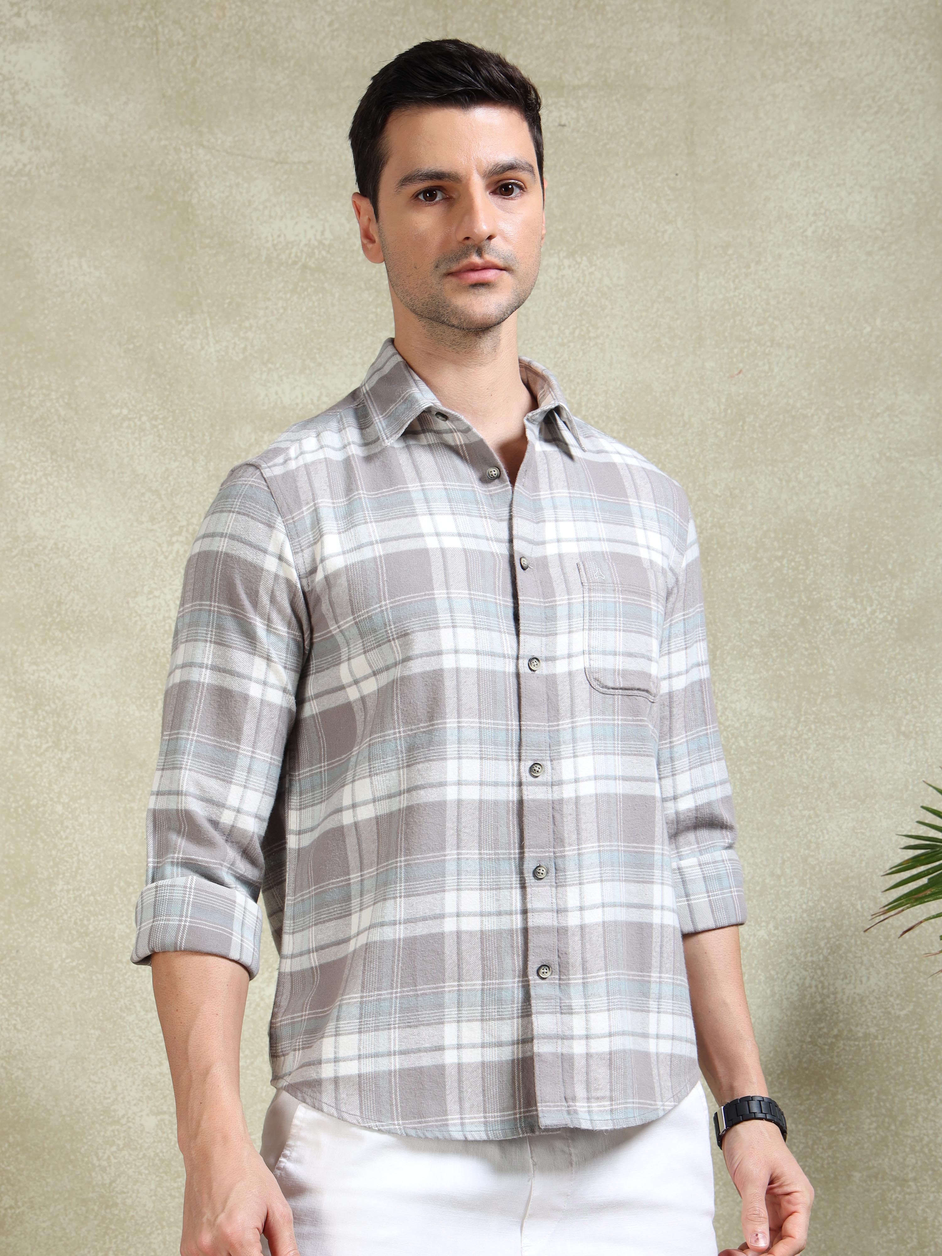 MEN'S BISCUT BRUSHING CHECKS SLIM FIT SHIRT