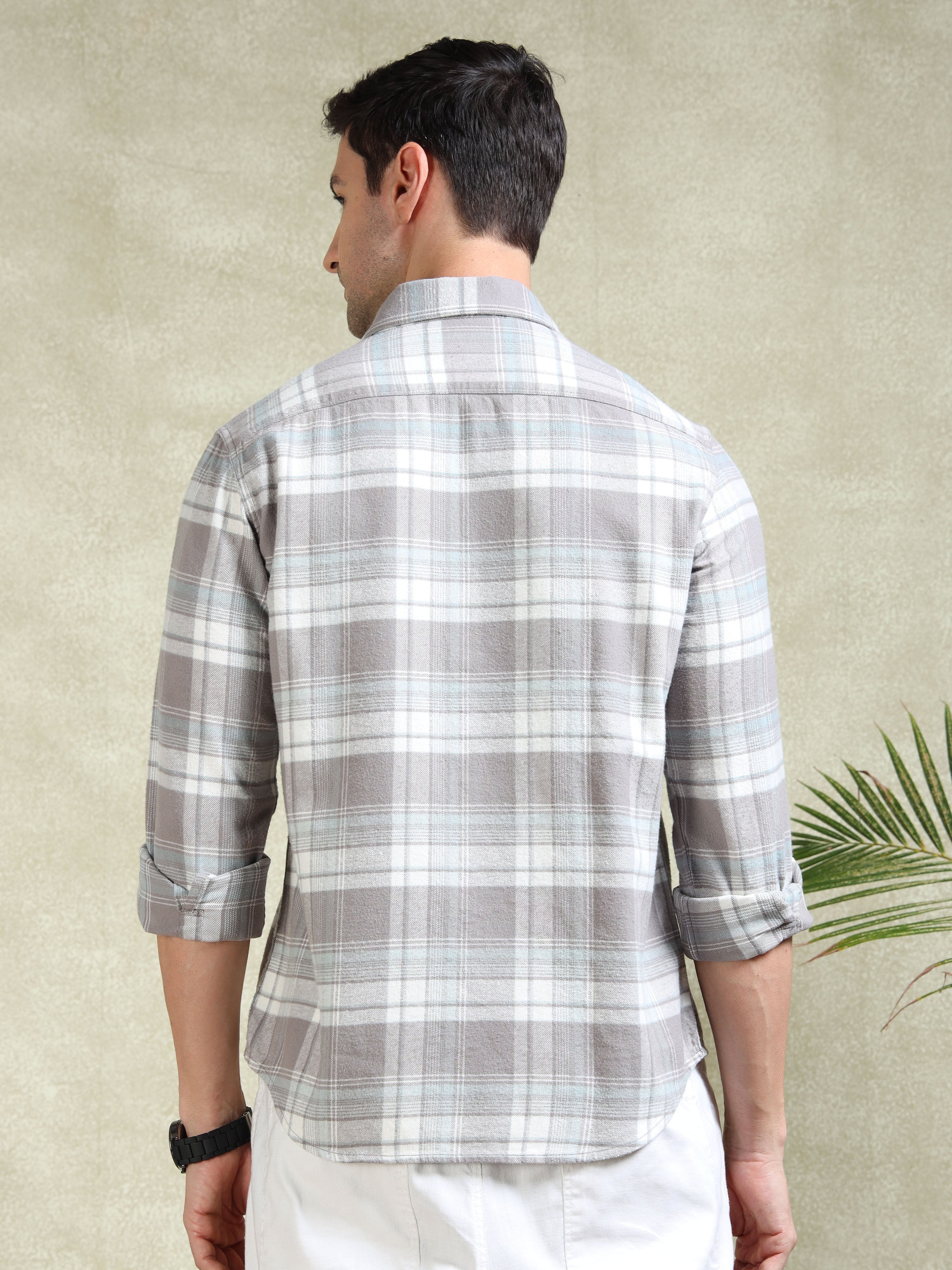 MEN'S BISCUT BRUSHING CHECKS SLIM FIT SHIRT