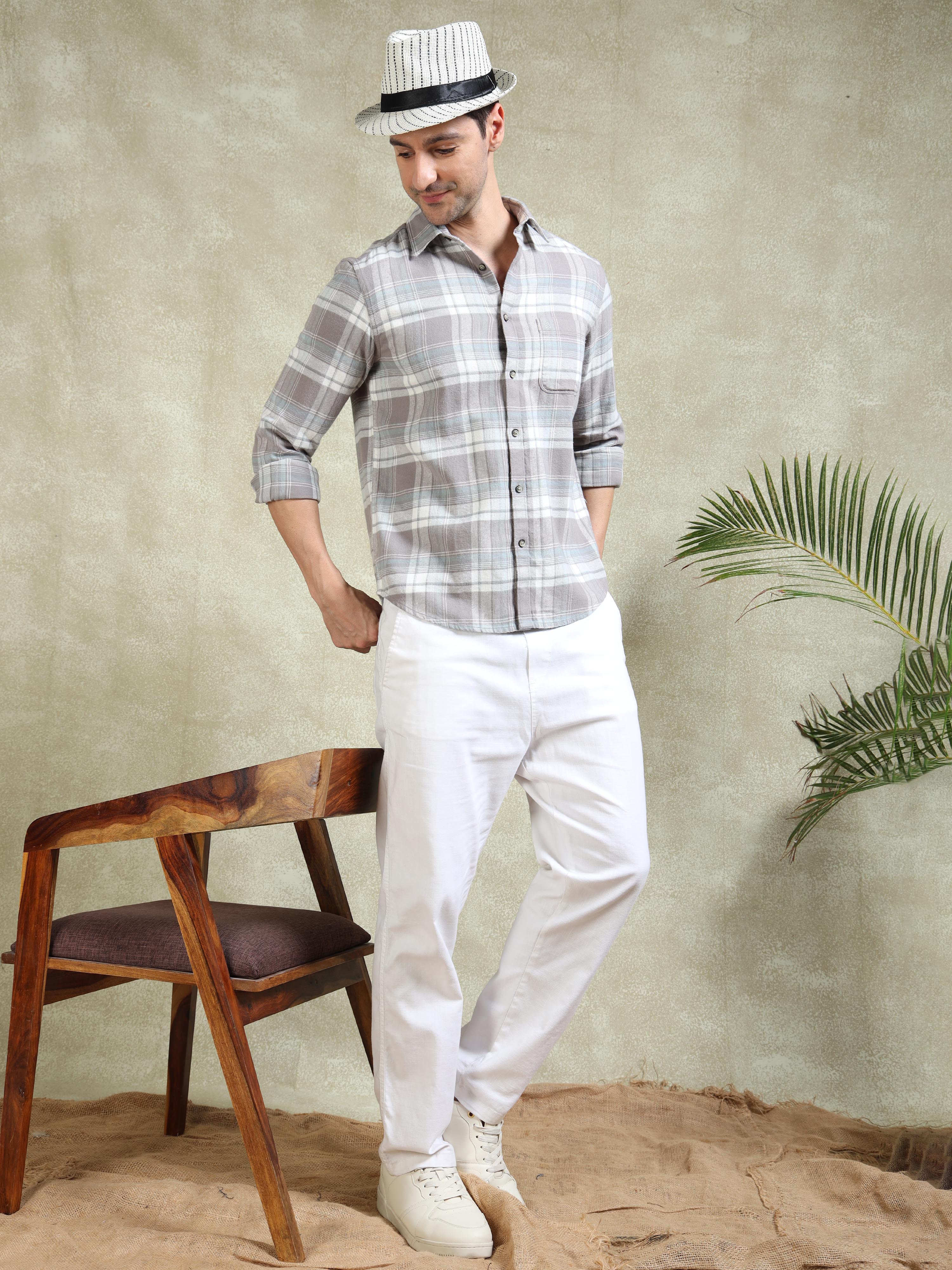 MEN'S BISCUT BRUSHING CHECKS SLIM FIT SHIRT