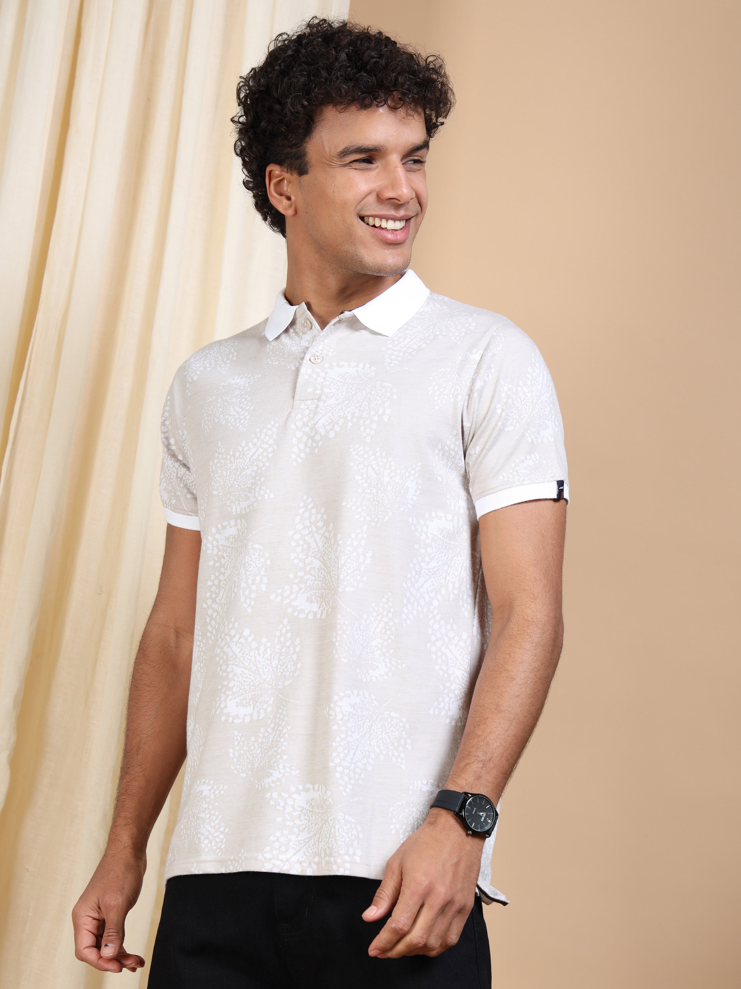 MEN'S BEIGE SLIM FIT POLO TSHIRT