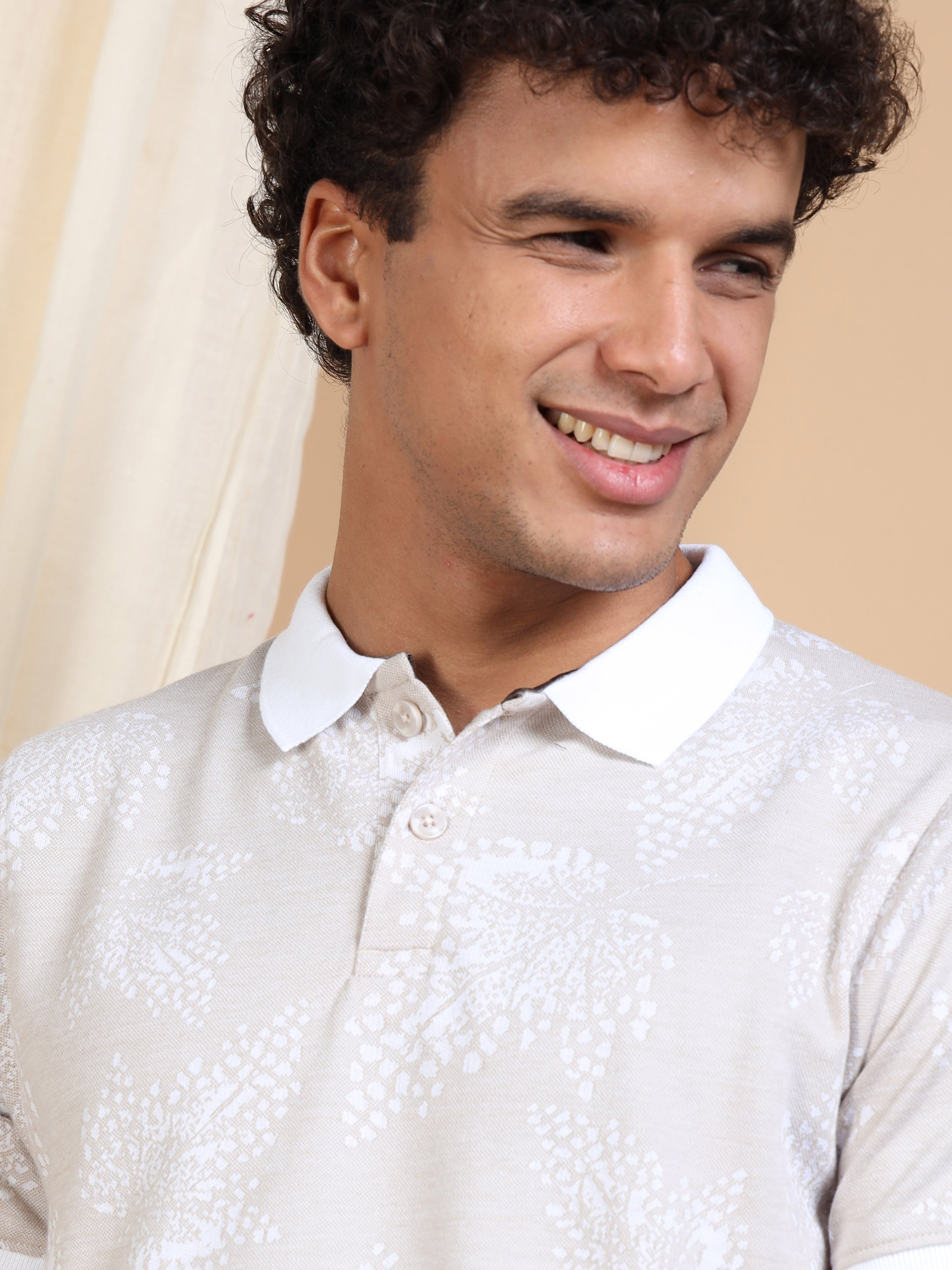 MEN'S BEIGE SLIM FIT POLO TSHIRT