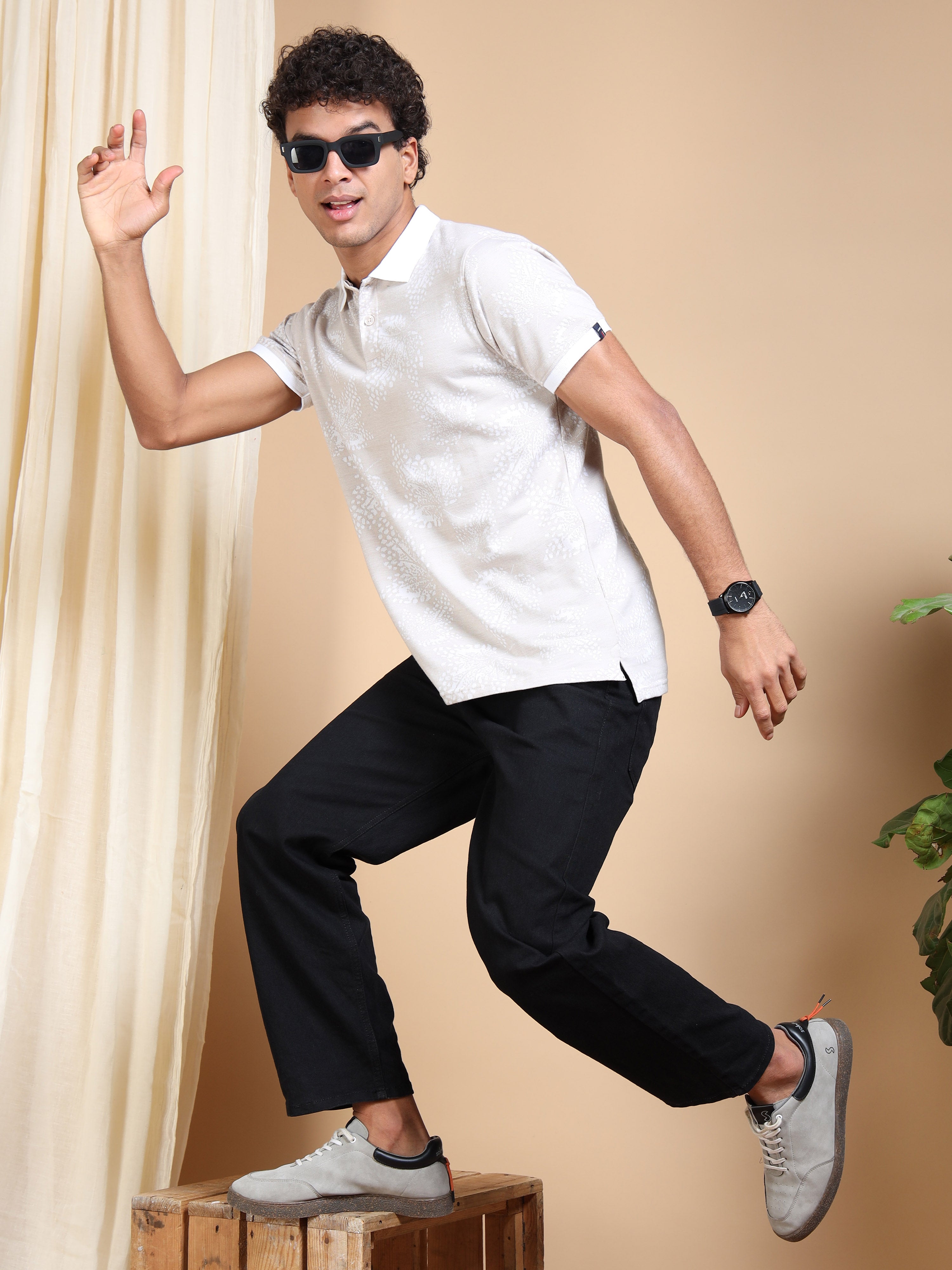 MEN'S BEIGE SLIM FIT POLO TSHIRT