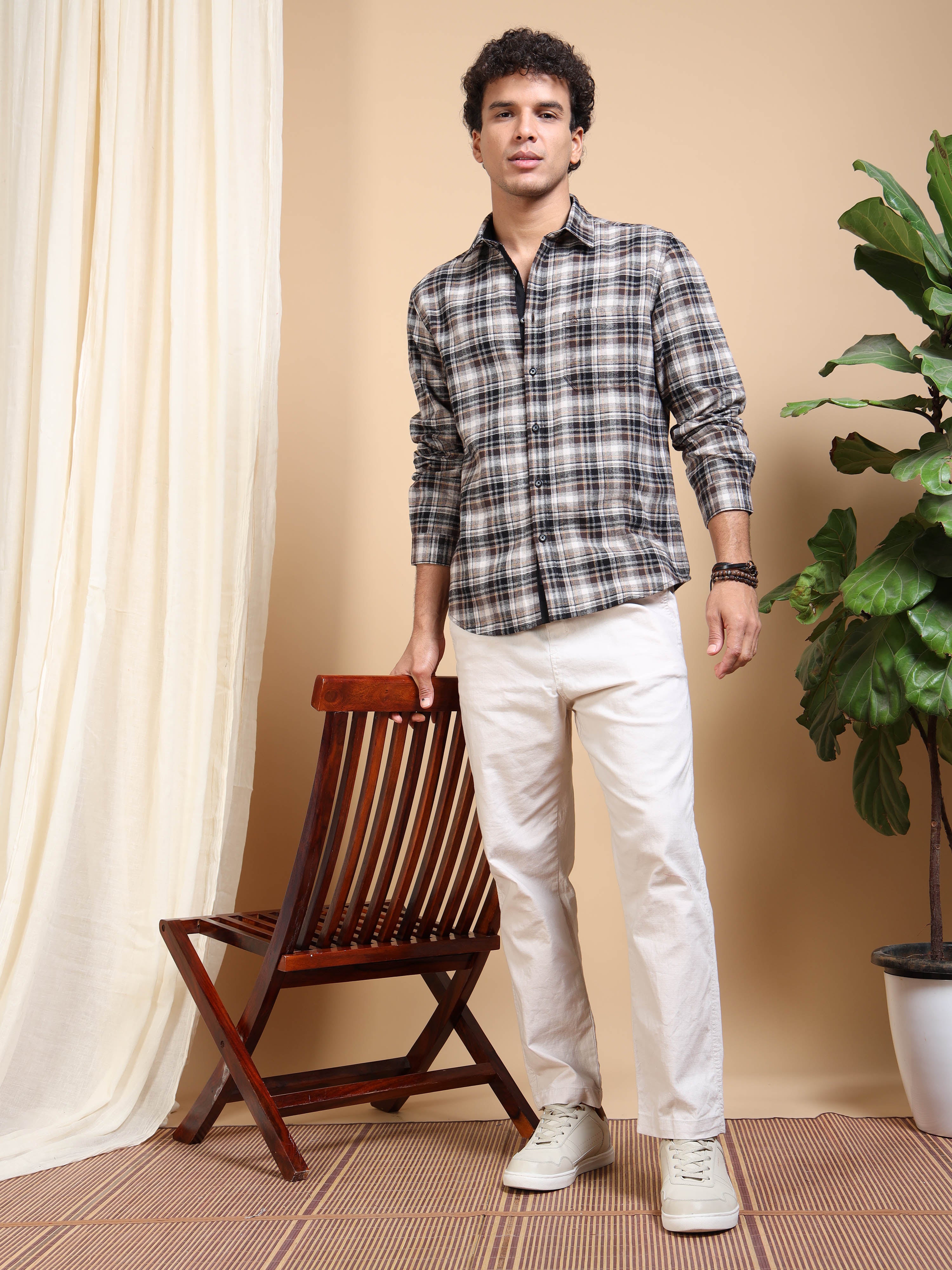 MEN'S SANDEL BRUSHING CHECKS SLIM FIT SHIRT