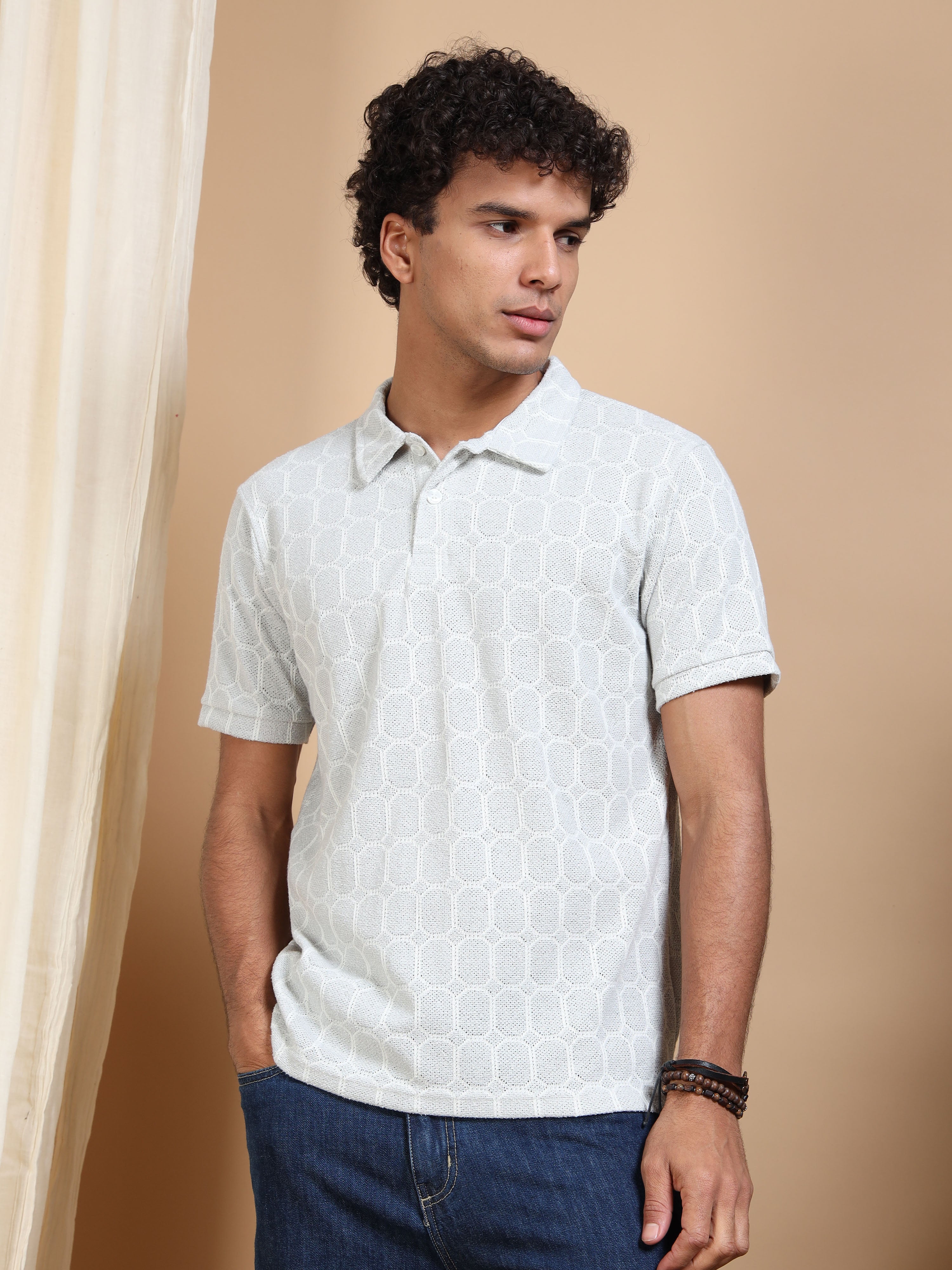 MEN'S GREY SLIM FIT POLO T SHIRT