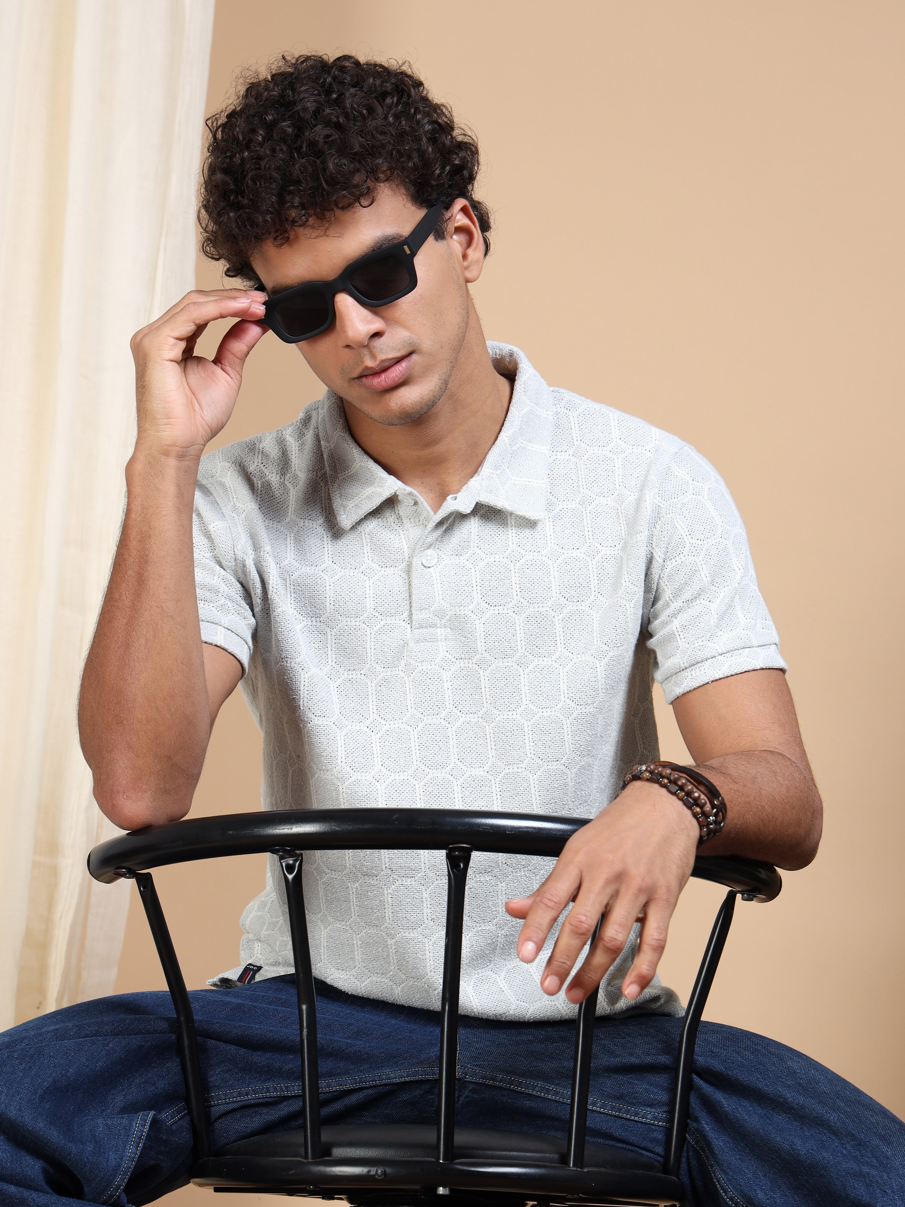 MEN'S GREY SLIM FIT POLO T SHIRT
