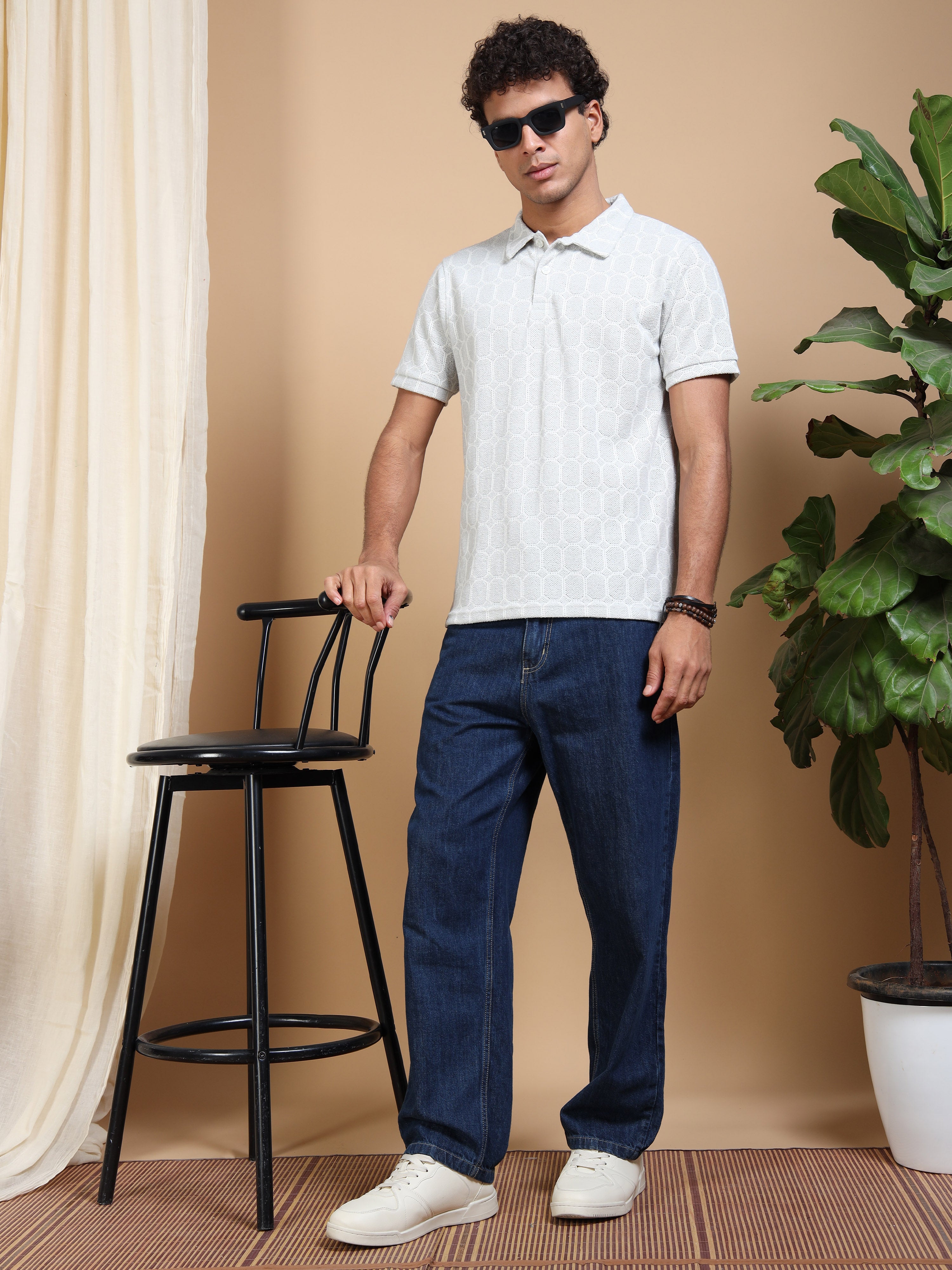 MEN'S GREY SLIM FIT POLO T SHIRT