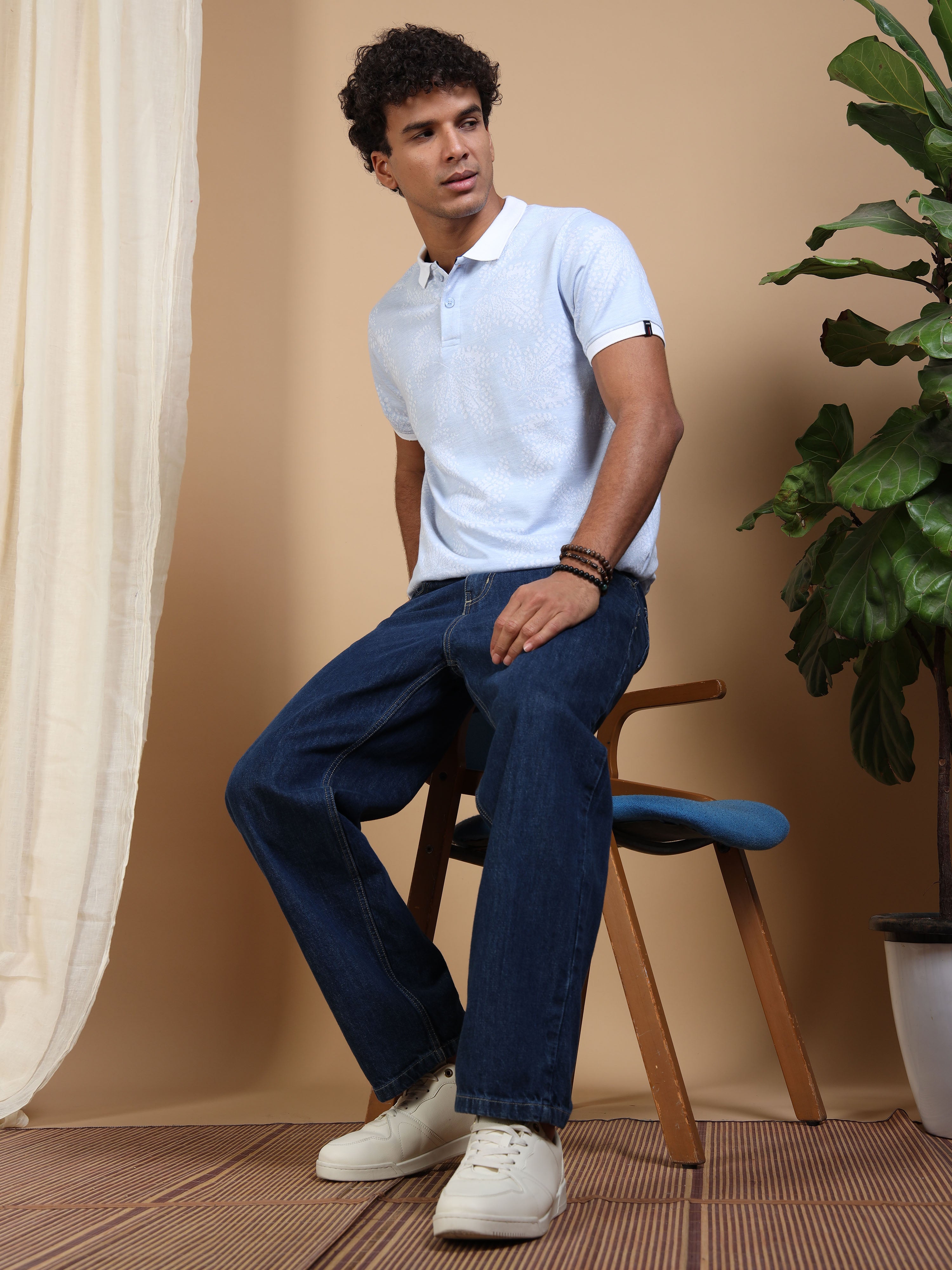 MEN'S BLUE SLIM FIT POLO T SHIRT