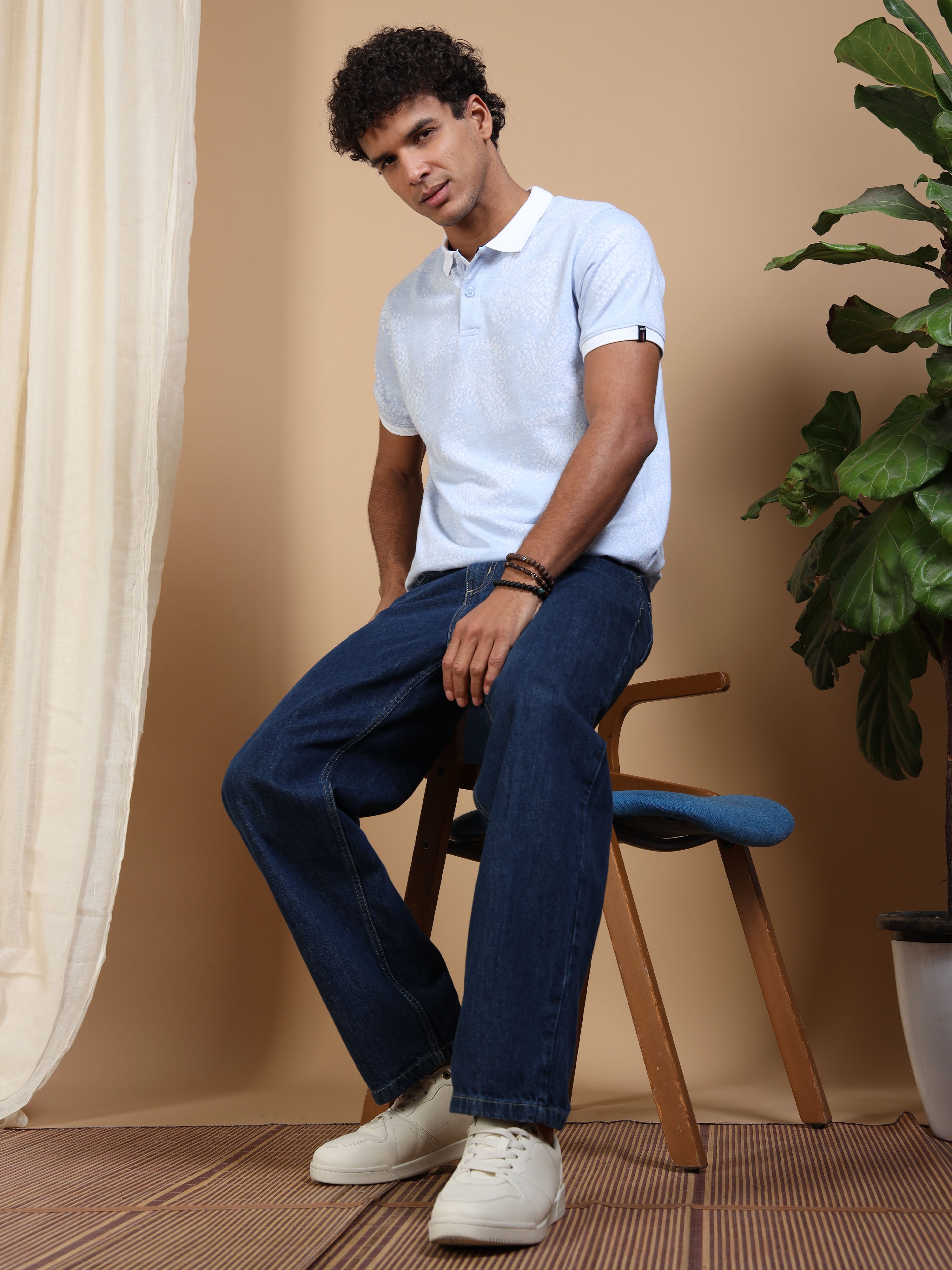 MEN'S BLUE SLIM FIT POLO T SHIRT