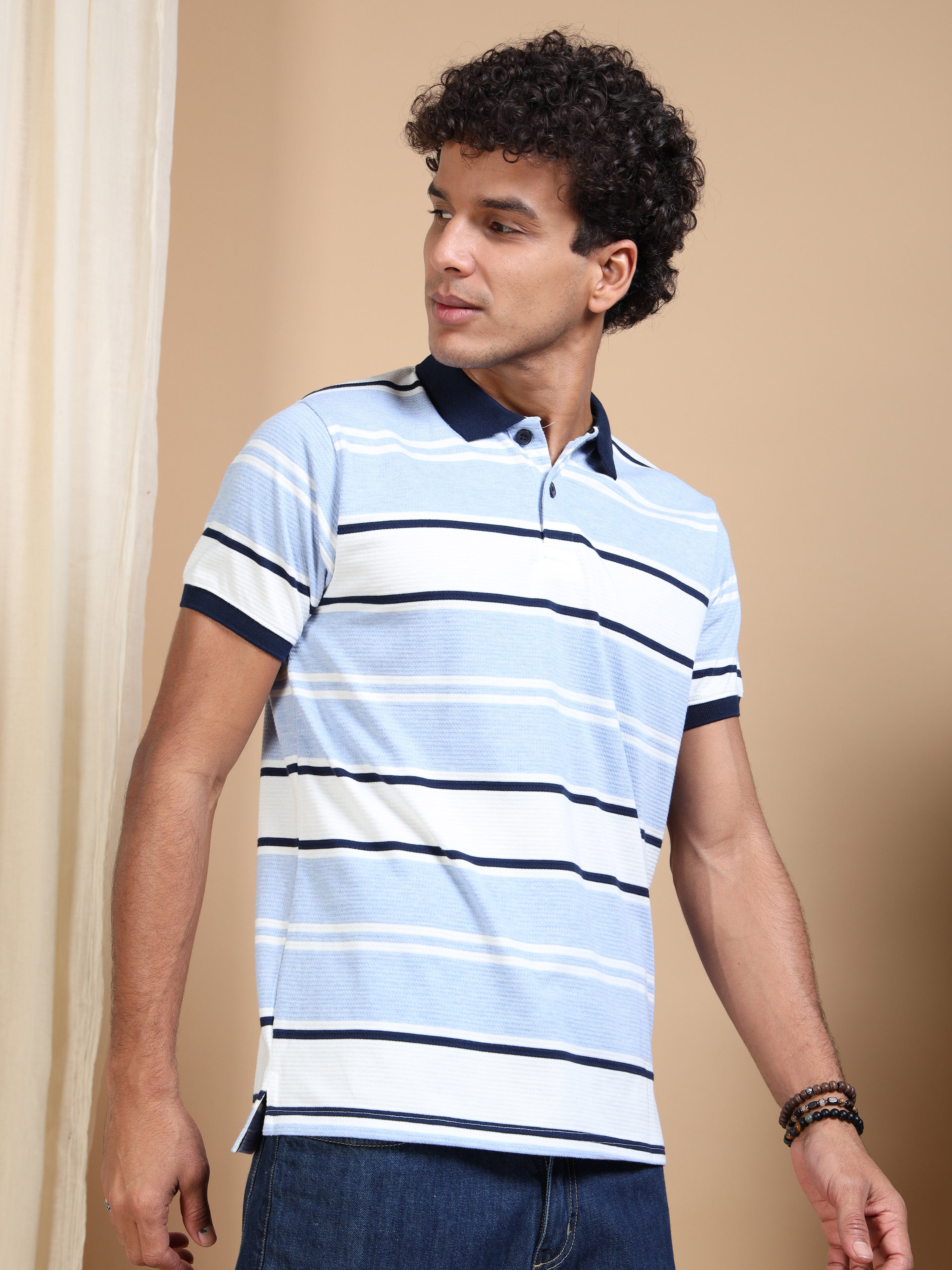 MEN'S SKY BLUE SLIM FIT POLO TSHIRT