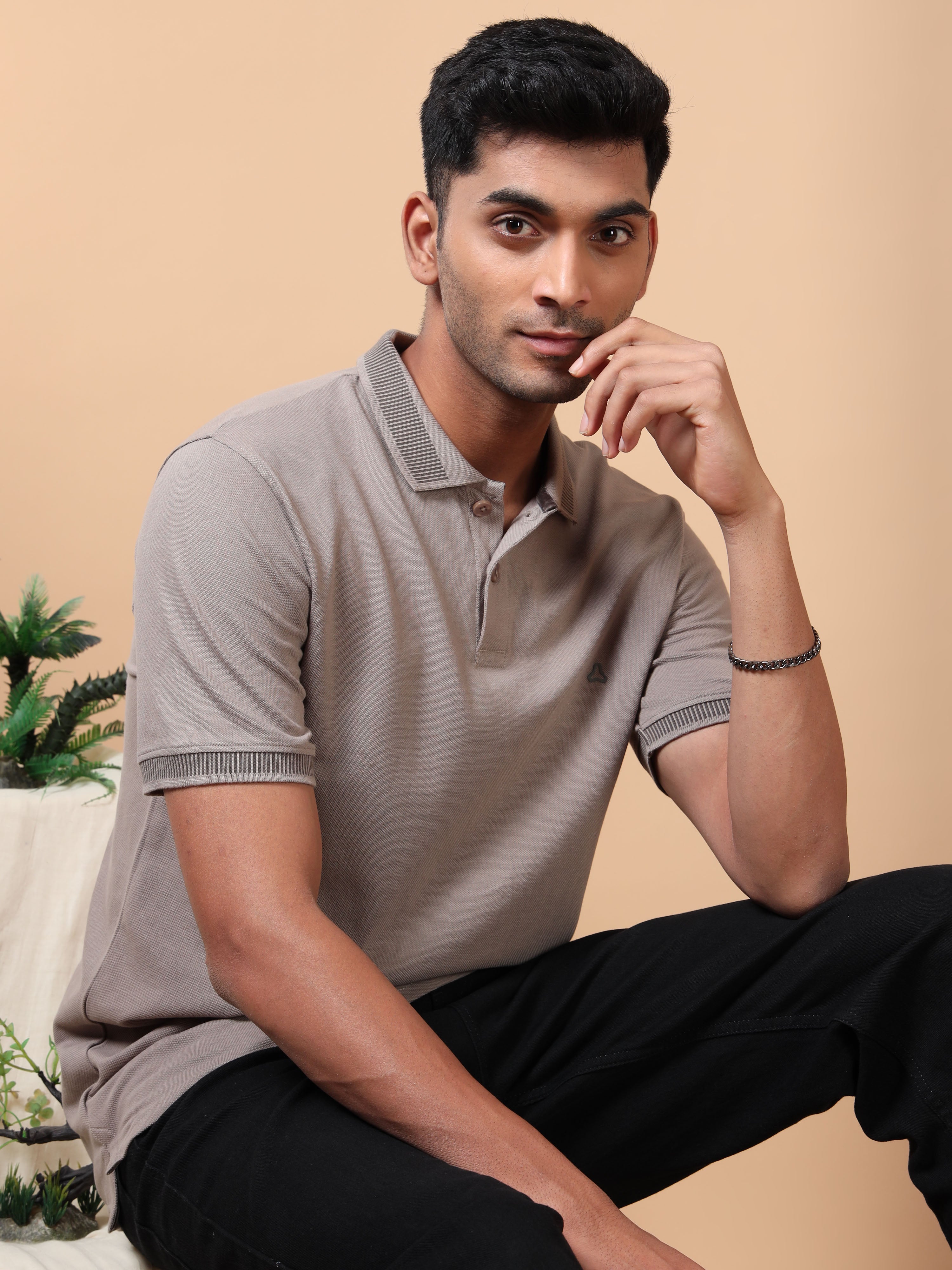 MEN'S GREY SLIM FIT POLO TSHIRT