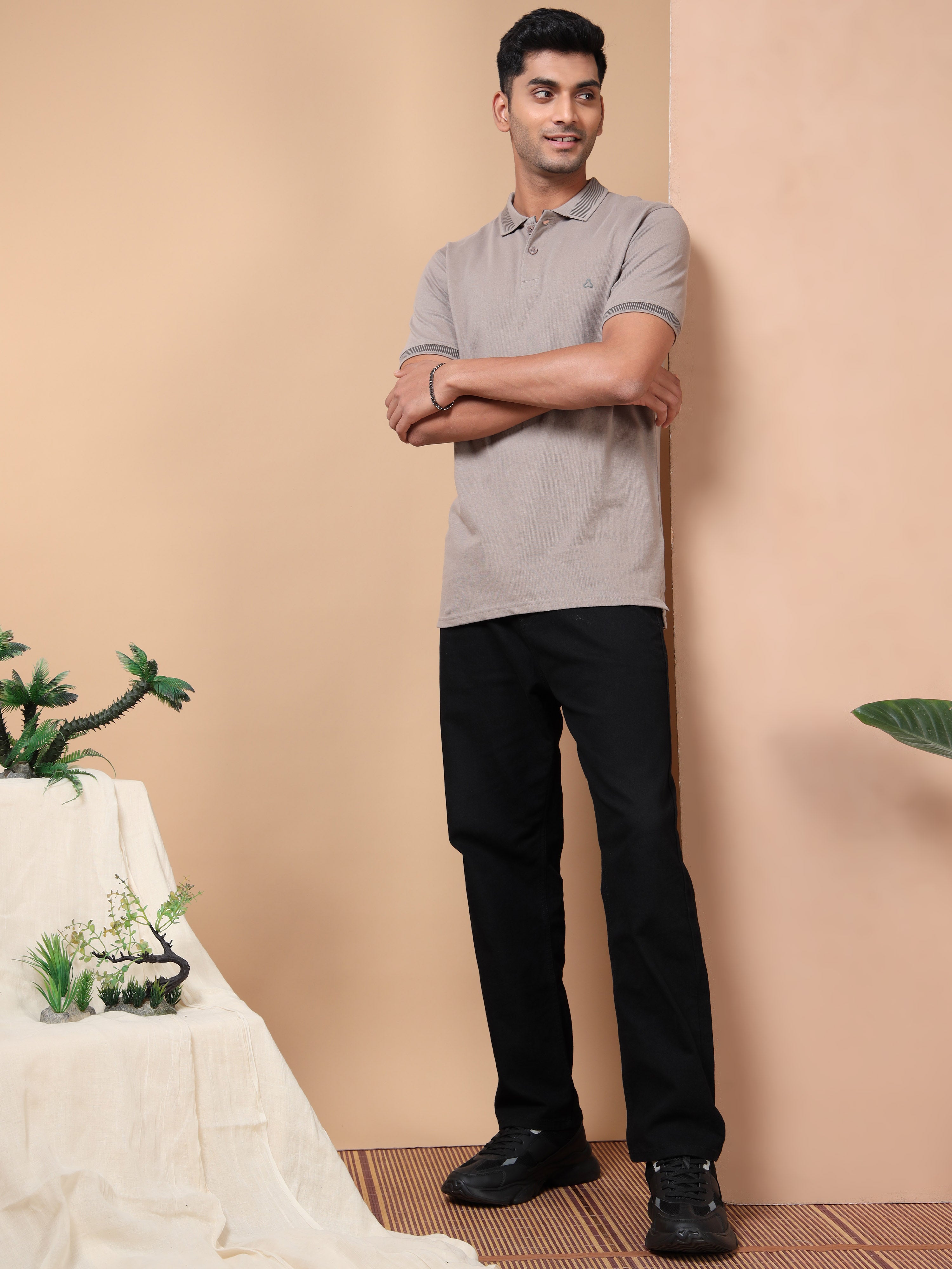 MEN'S GREY SLIM FIT POLO TSHIRT