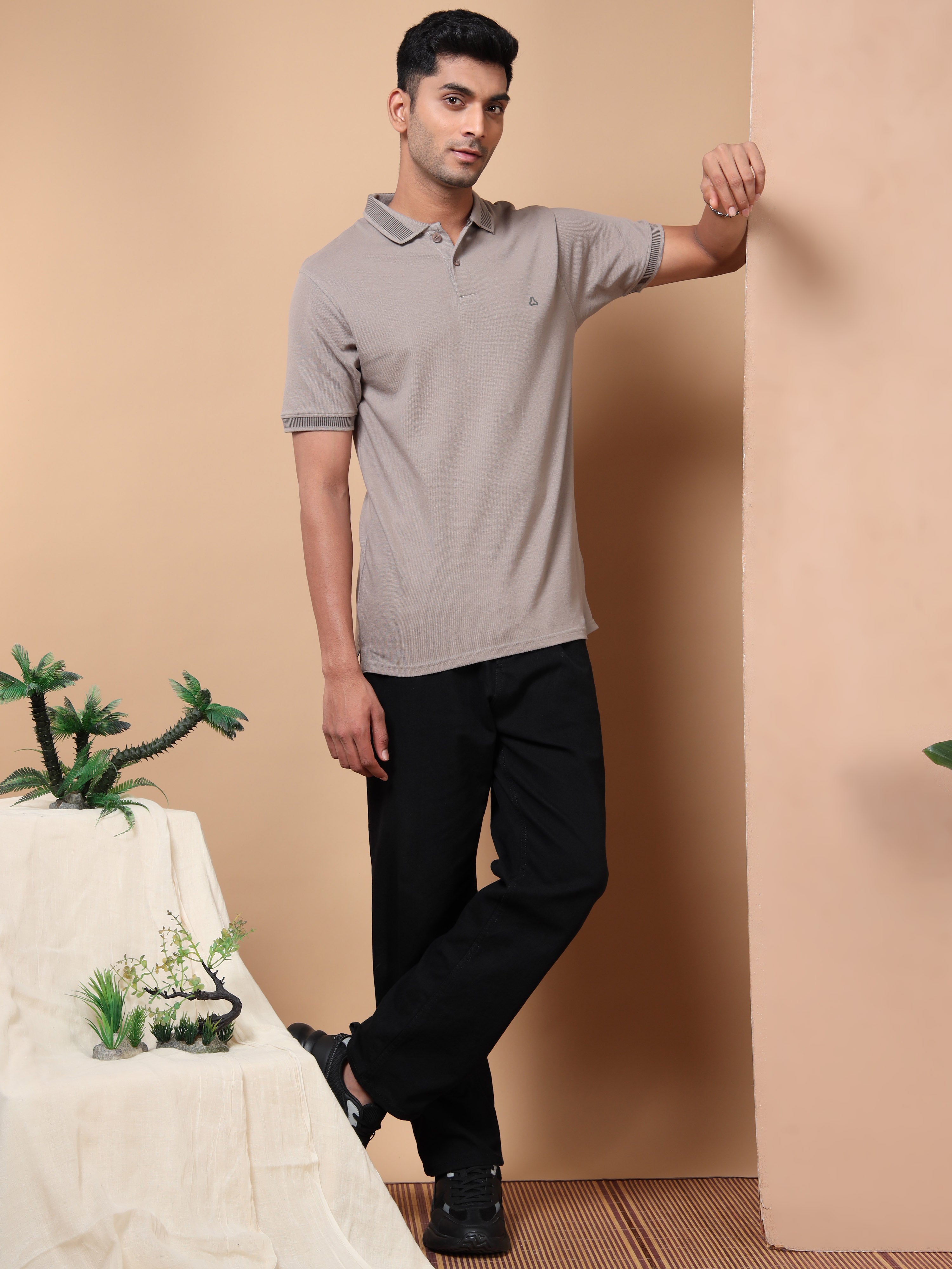 MEN'S GREY SLIM FIT POLO TSHIRT