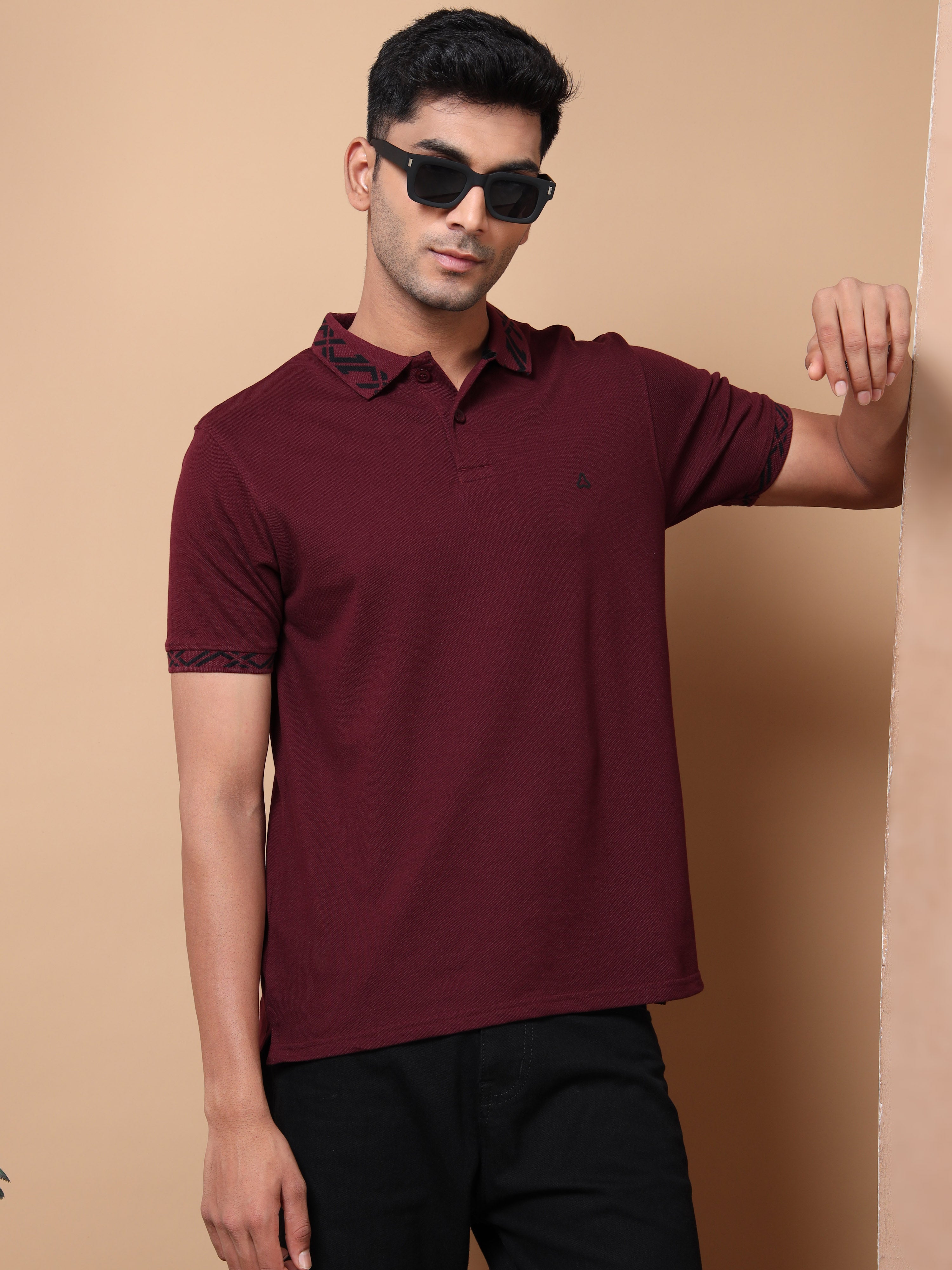 MEN'S MAROON SLIM FIT POLO TSHIRT