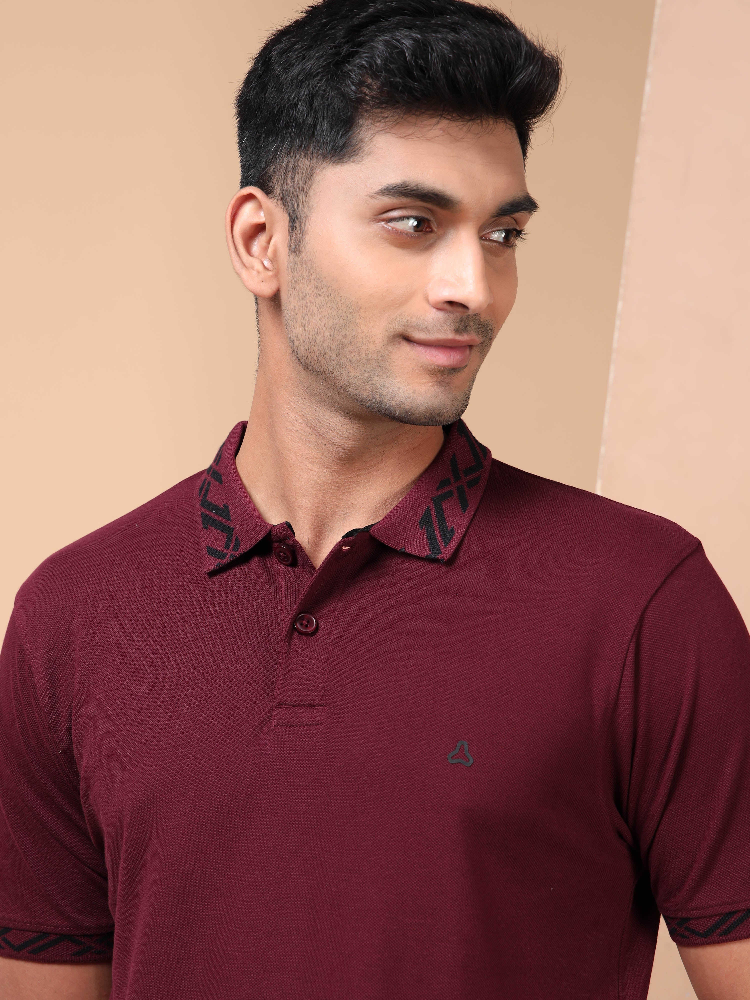 MEN'S MAROON SLIM FIT POLO TSHIRT