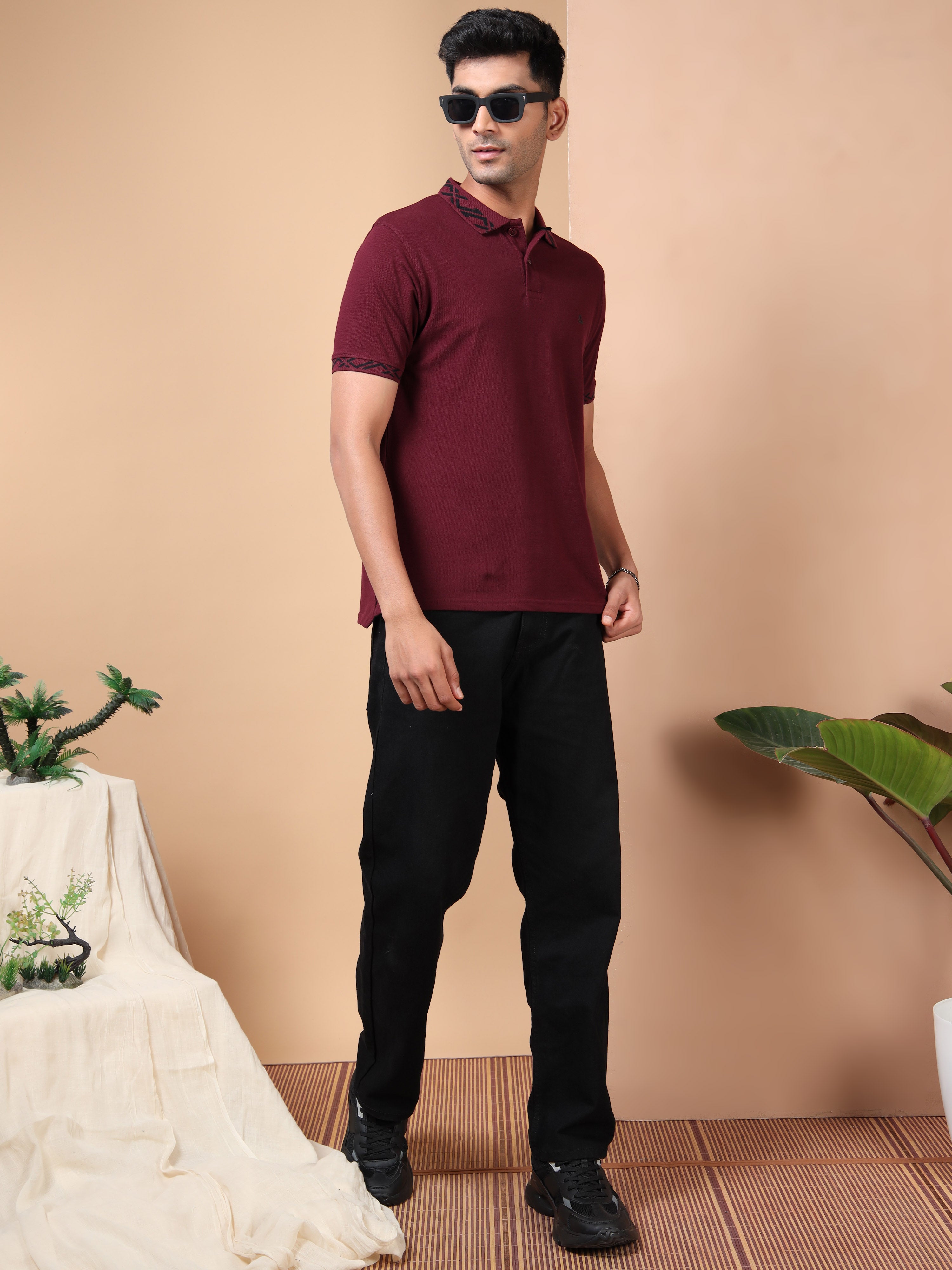 MEN'S MAROON SLIM FIT POLO TSHIRT
