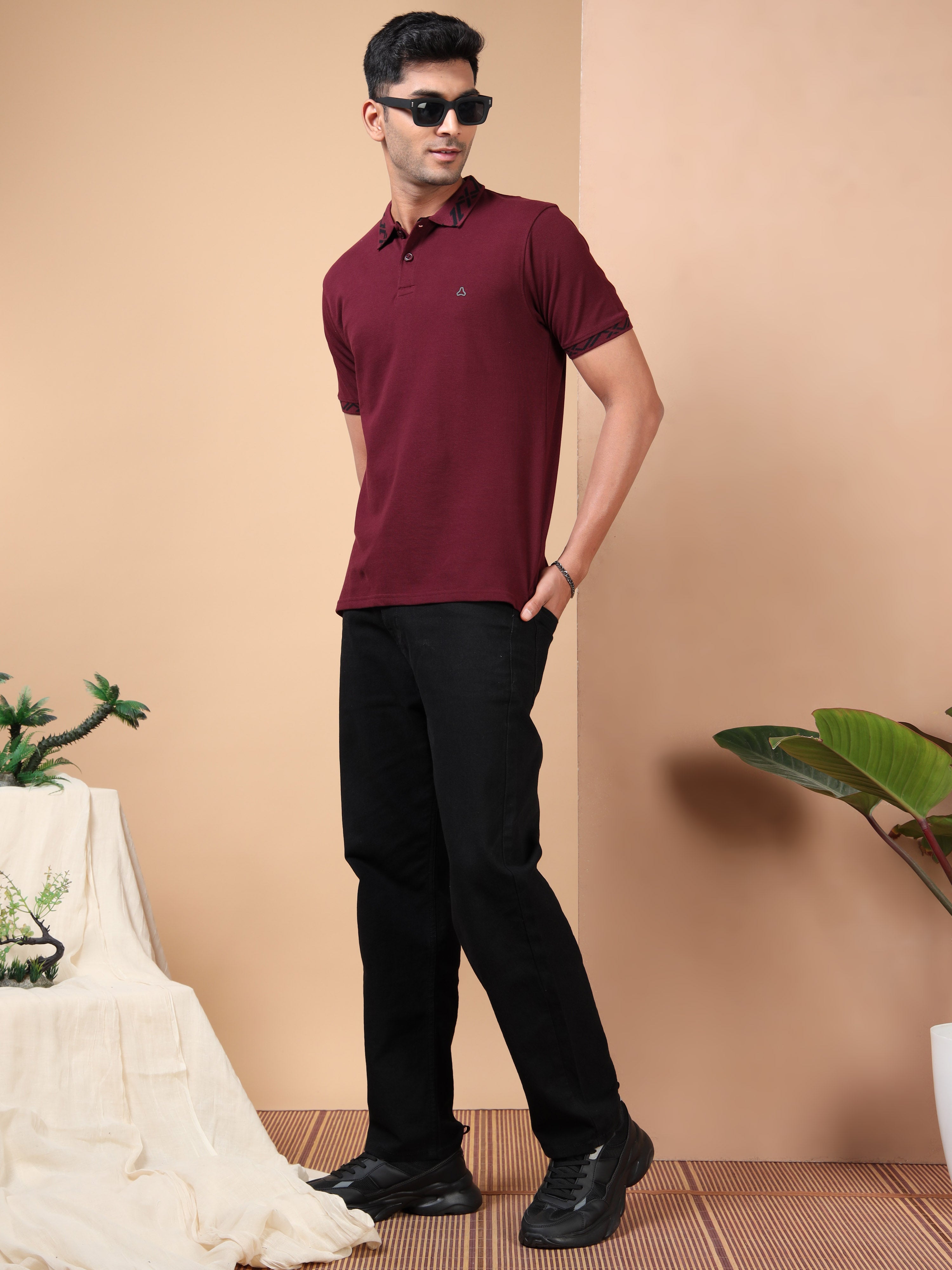 MEN'S MAROON SLIM FIT POLO TSHIRT