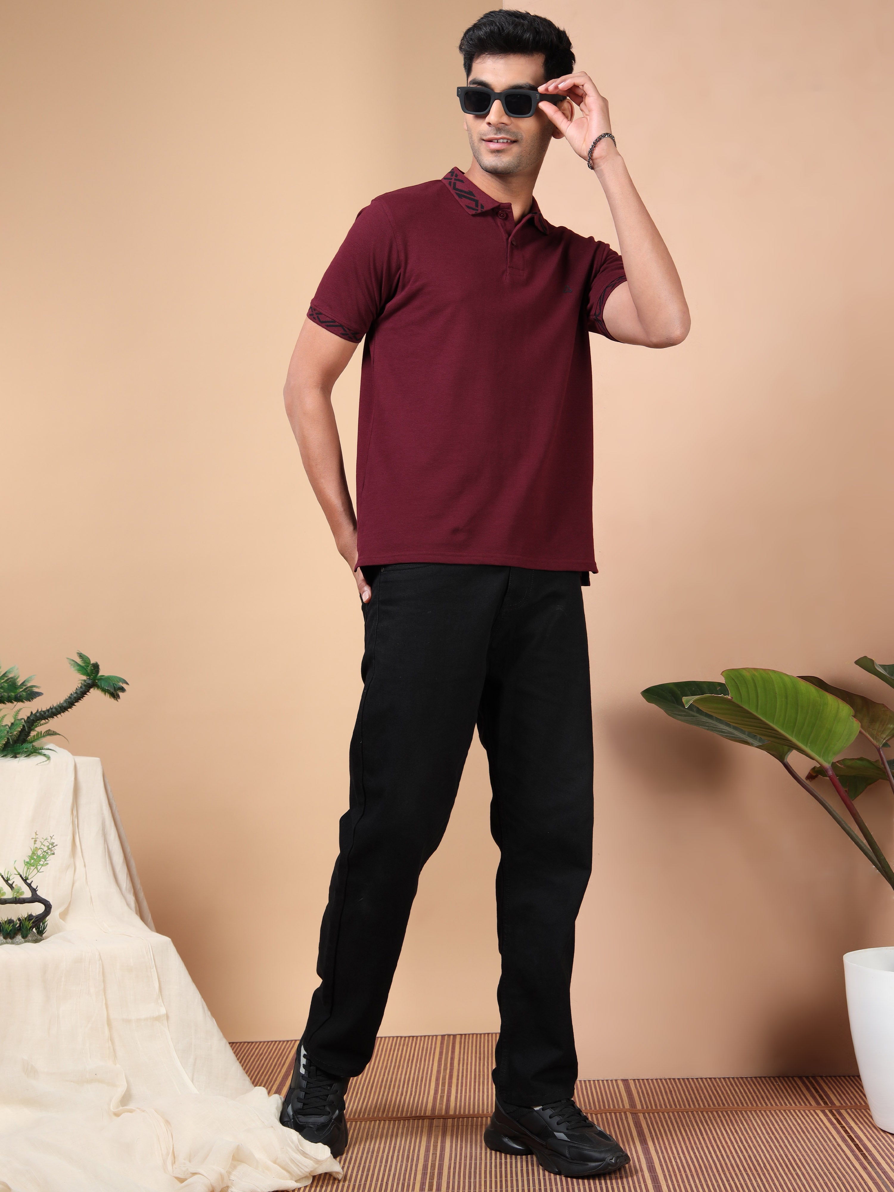 MEN'S MAROON SLIM FIT POLO TSHIRT