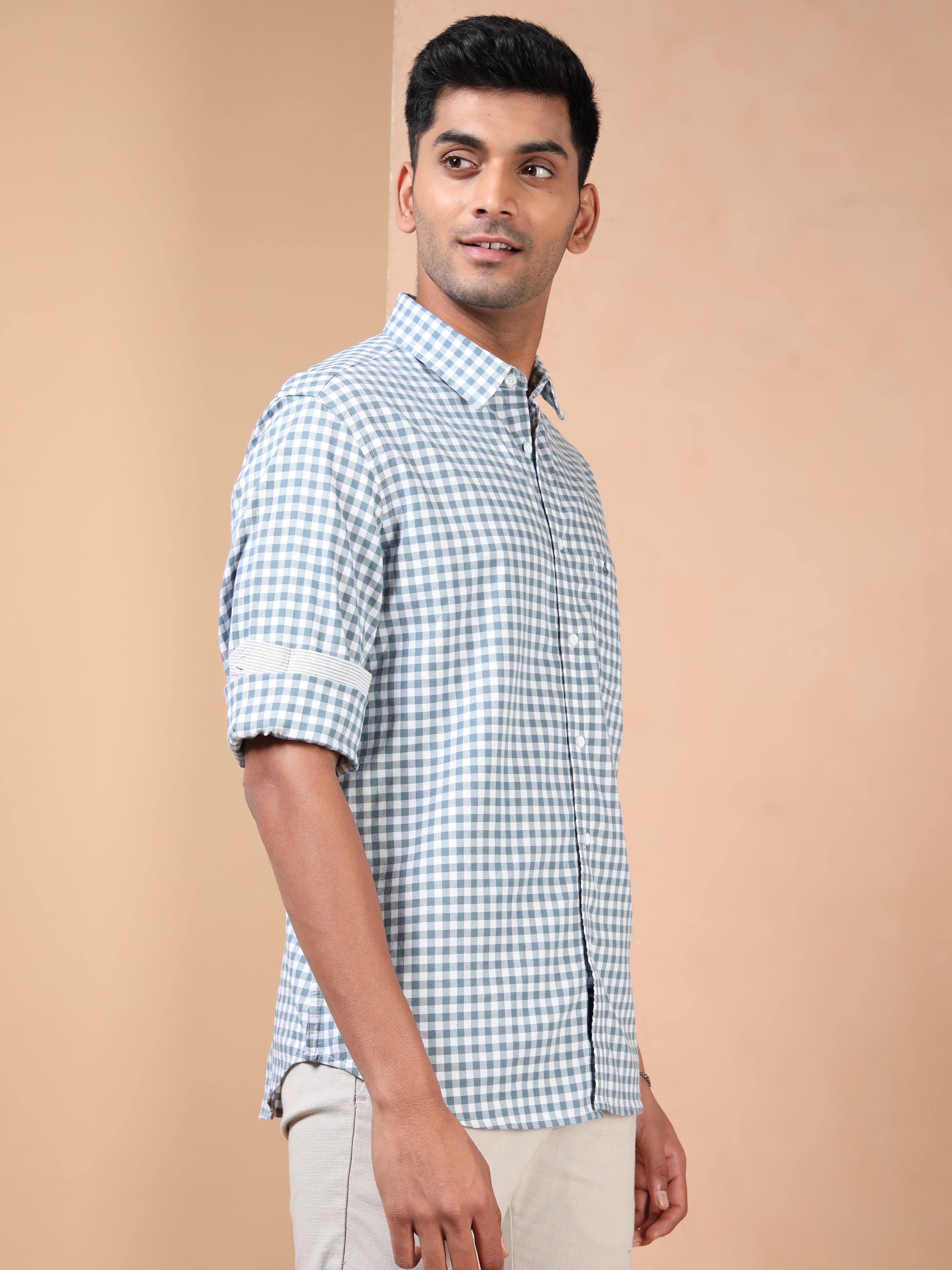 MEN'S BLUE CHECKS SLIM FIT SHIRT