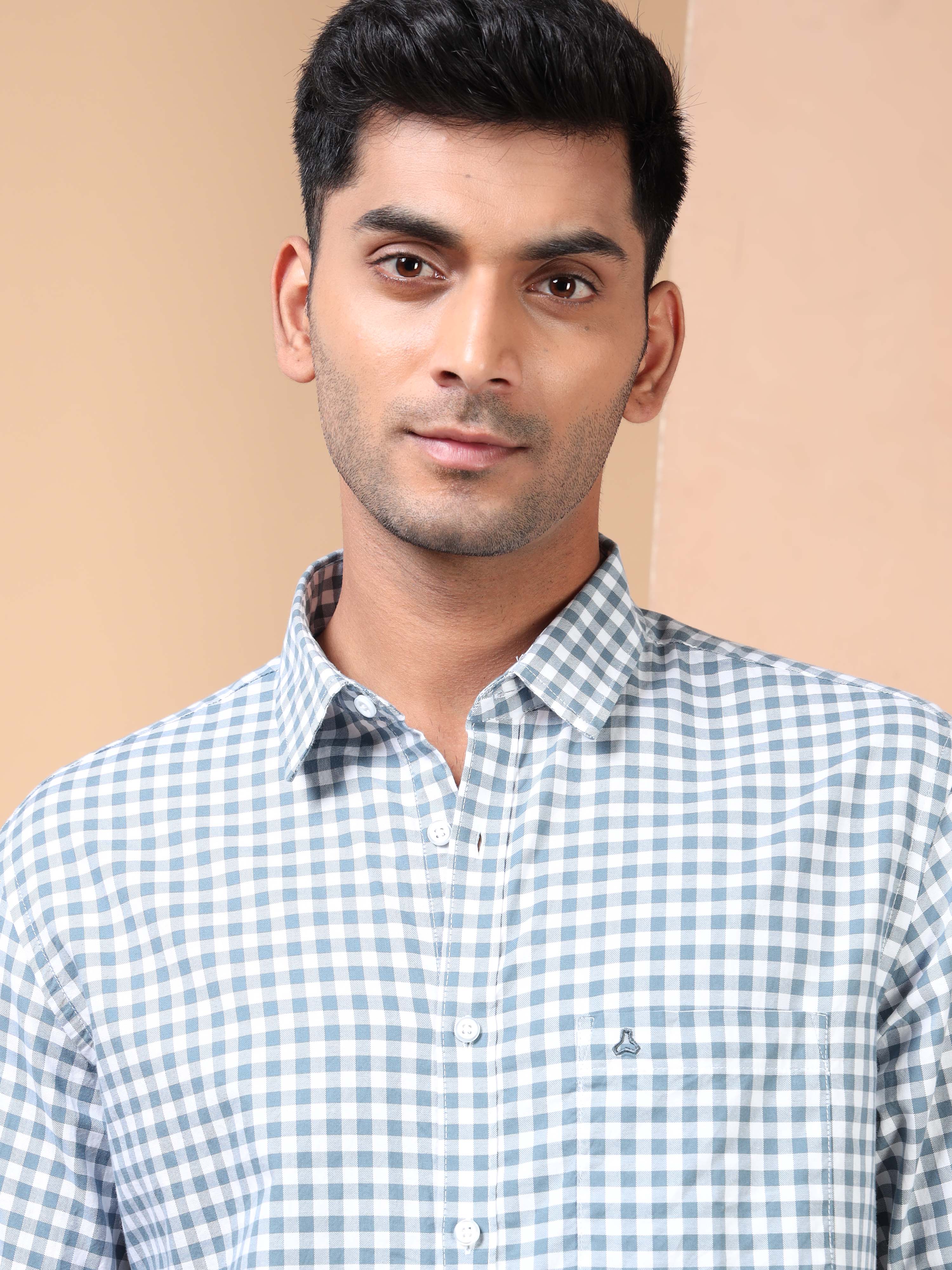 MEN'S BLUE CHECKS SLIM FIT SHIRT