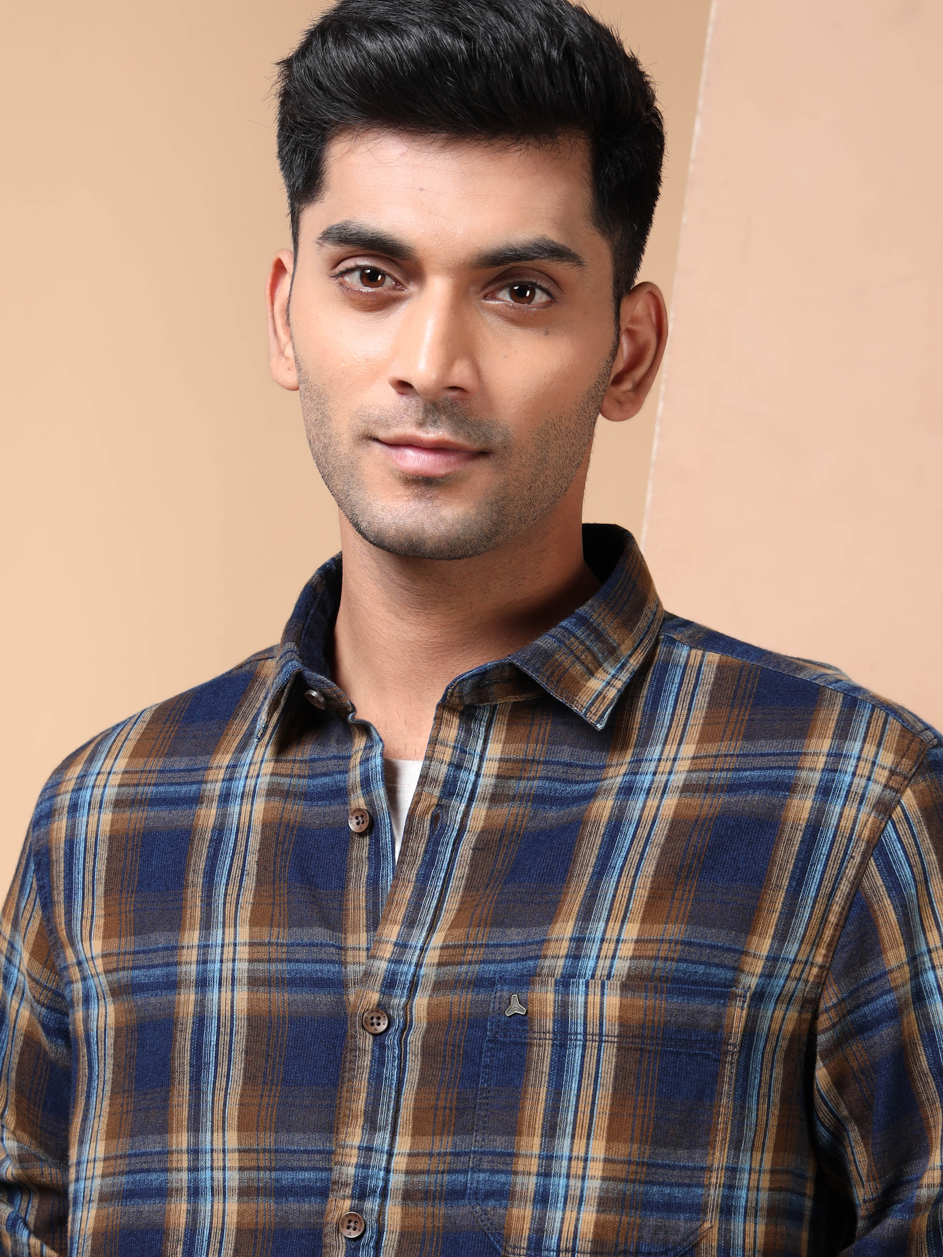 MEN'S DK.BROWN CHECKS SLIM FIT SHIRT