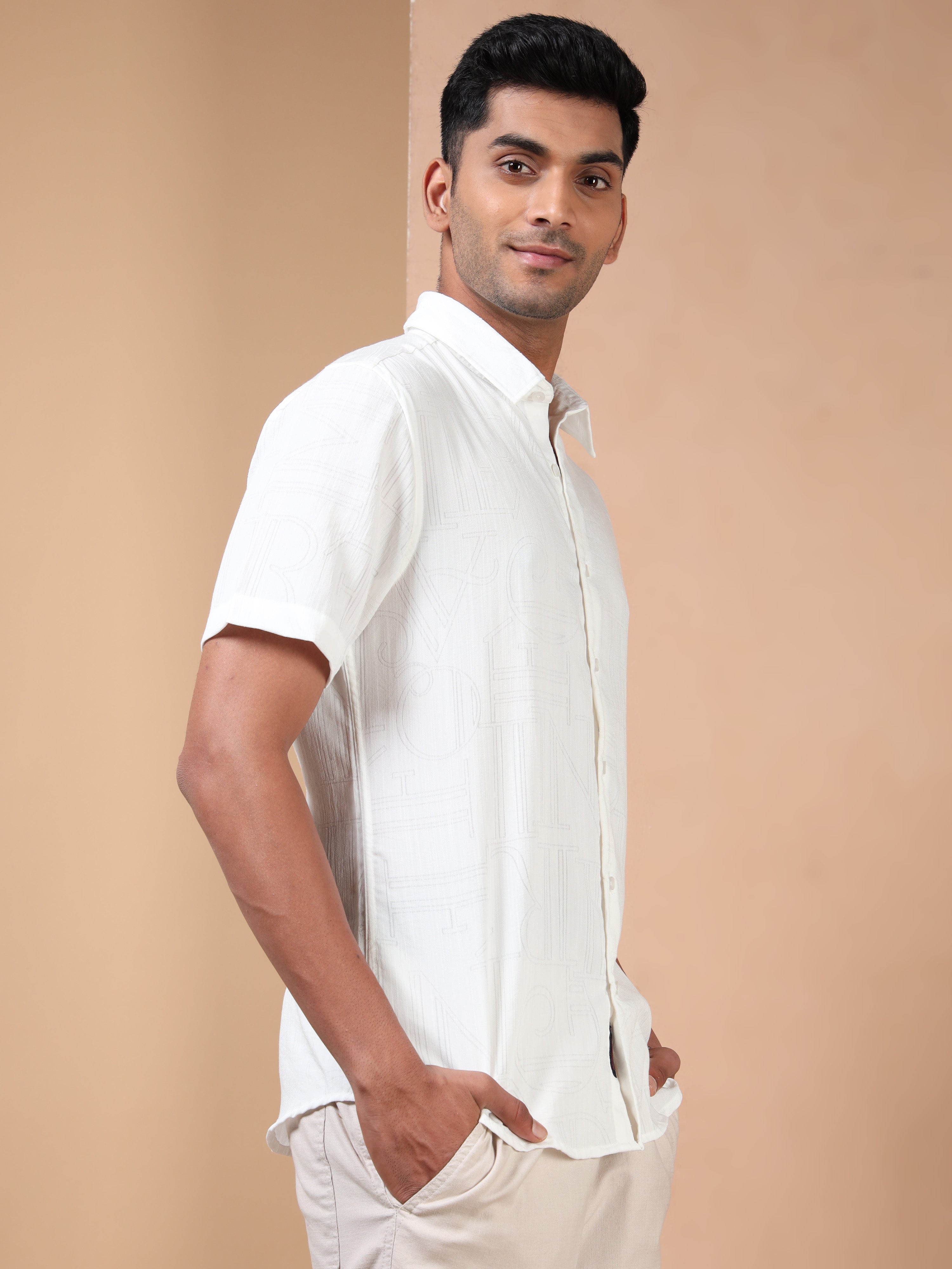 MEN'S WHITE SOLID SLIM FIT SHIRT