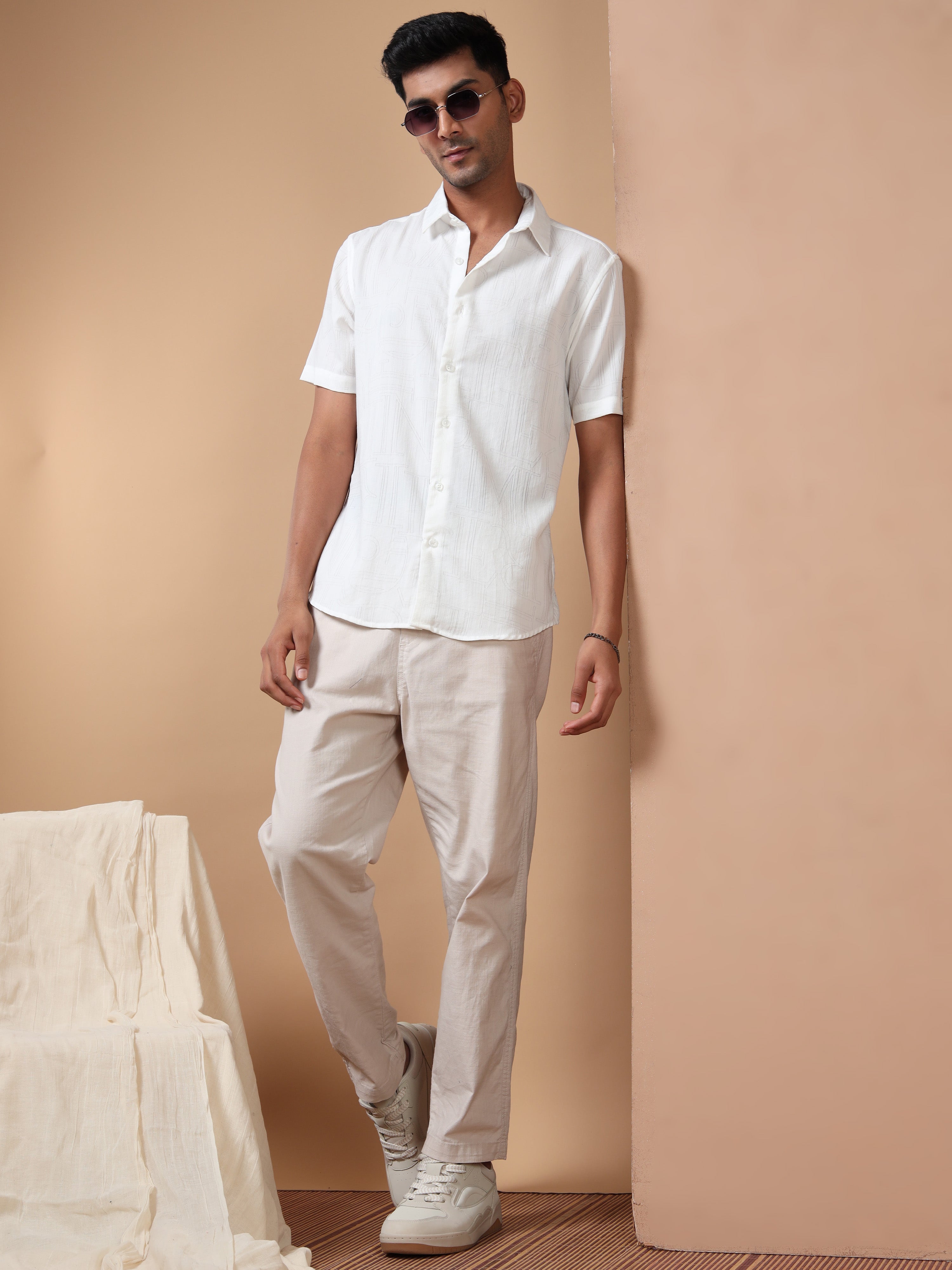 MEN'S WHITE SOLID SLIM FIT SHIRT