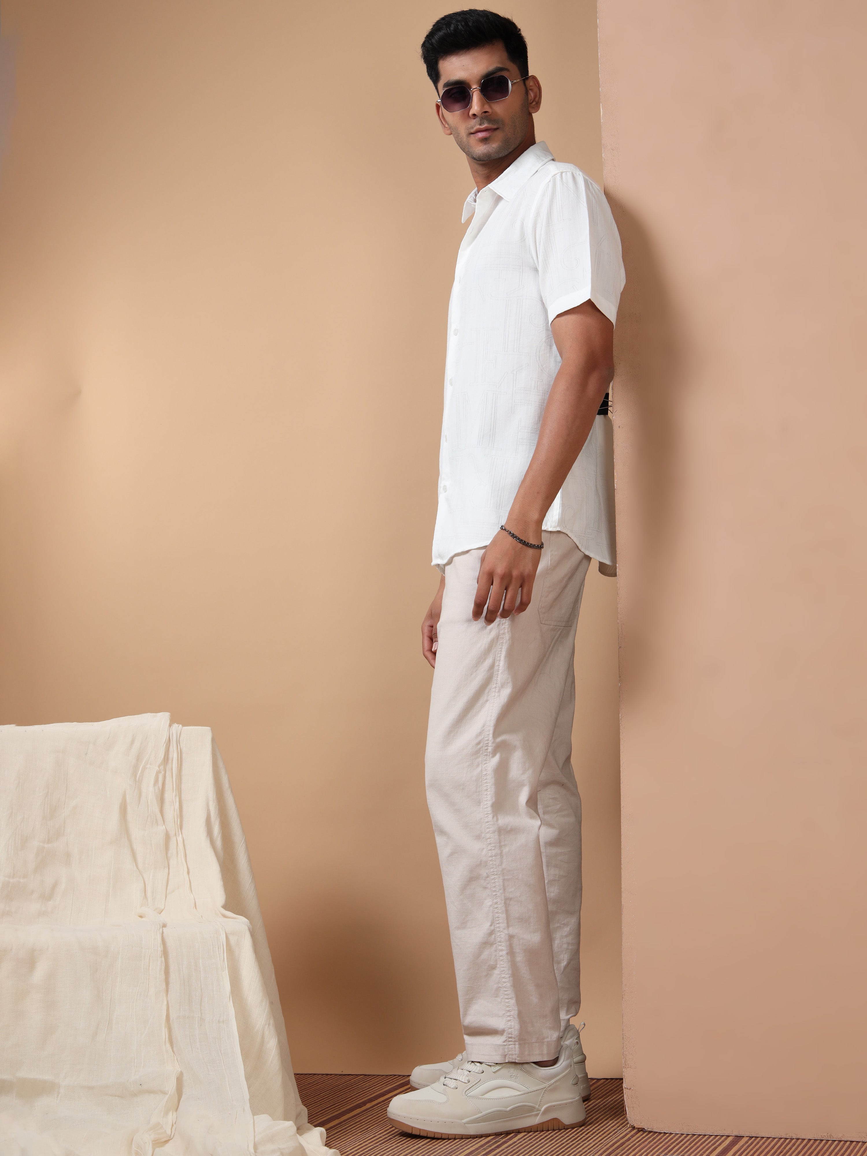 MEN'S WHITE SOLID SLIM FIT SHIRT