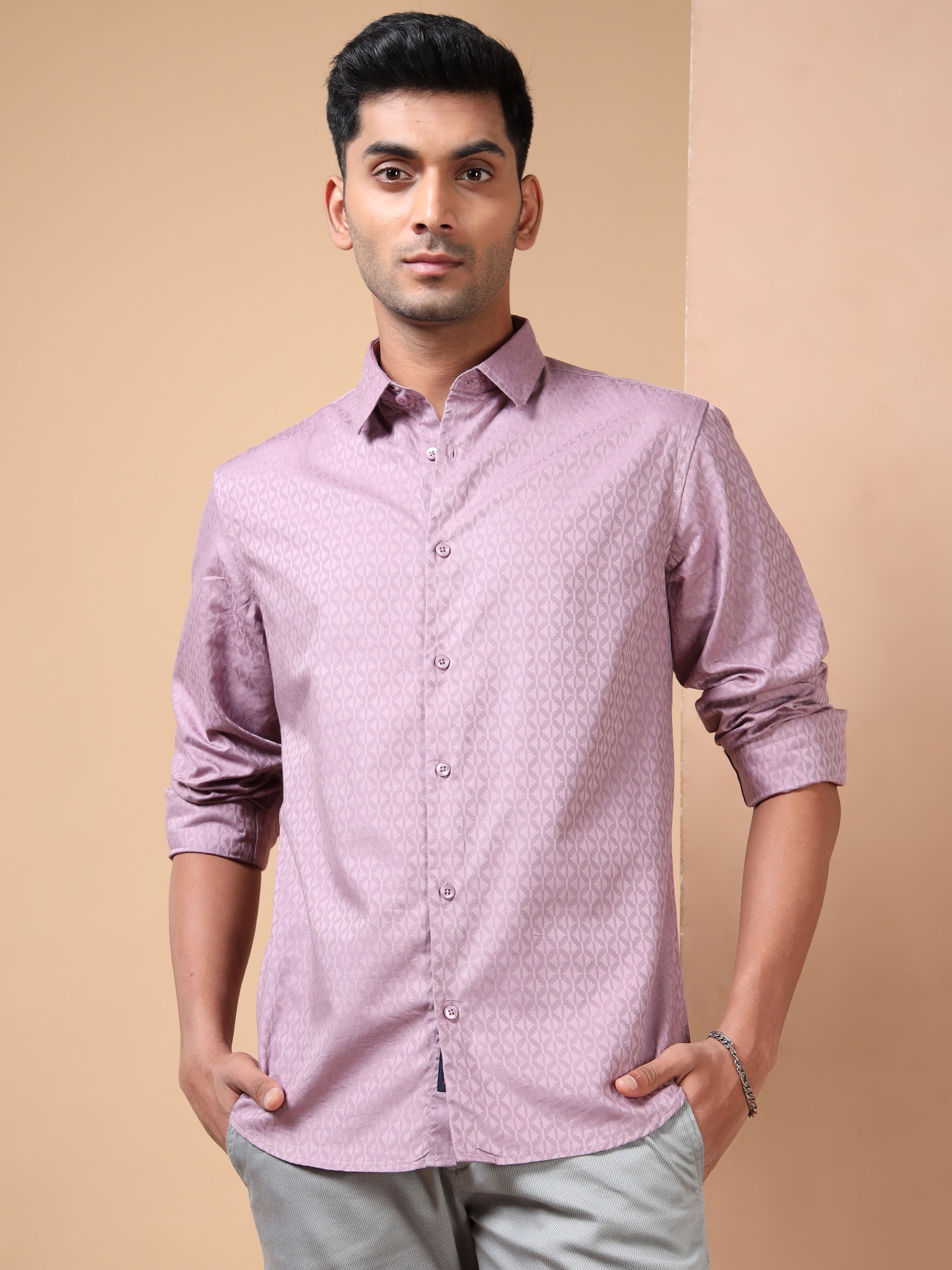 MEN'S PURPLE SOLID SLIM FIT SHIRT