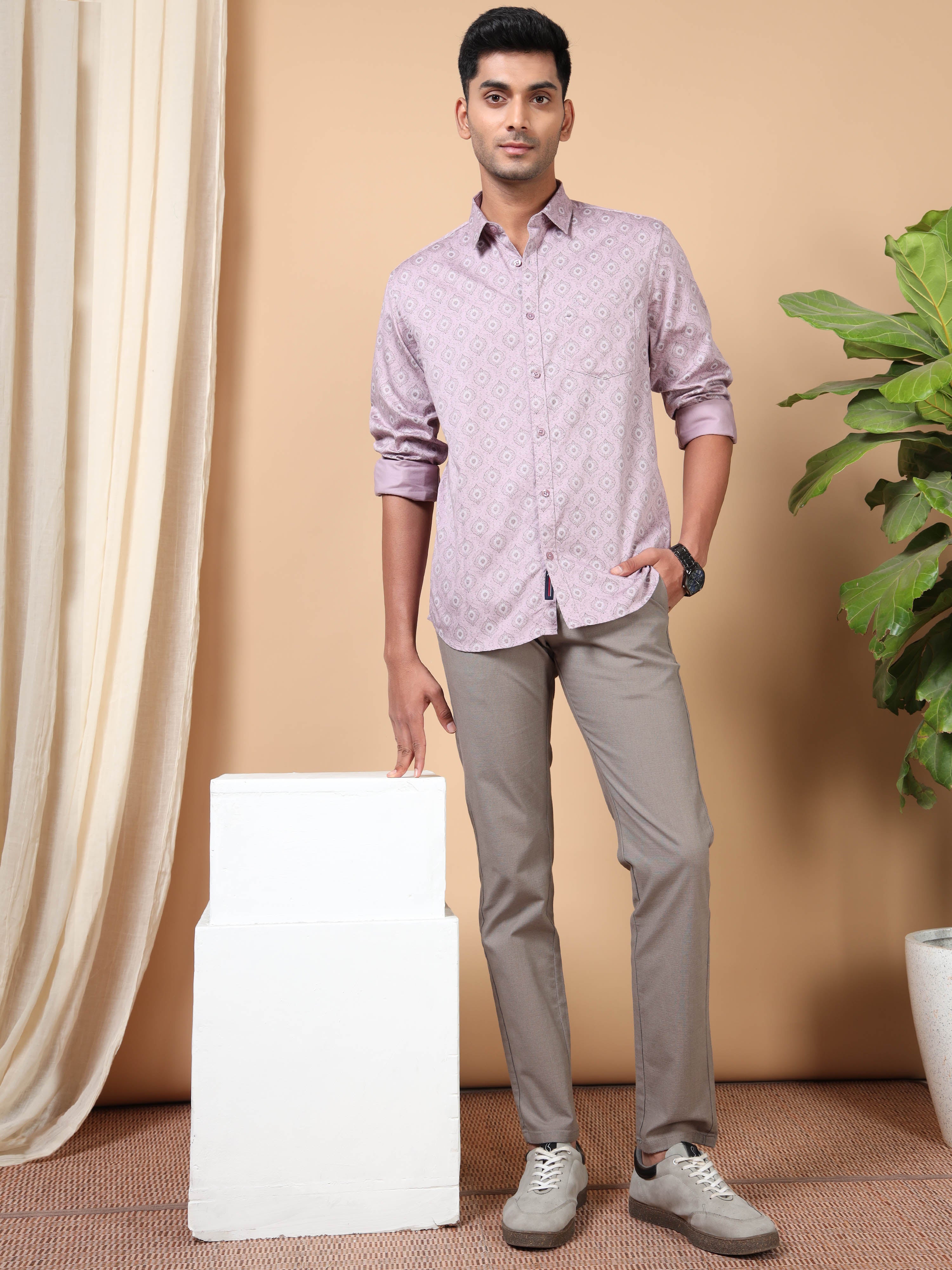 MEN'S DK.GREY SOLID SLIM FIT TROUSER
