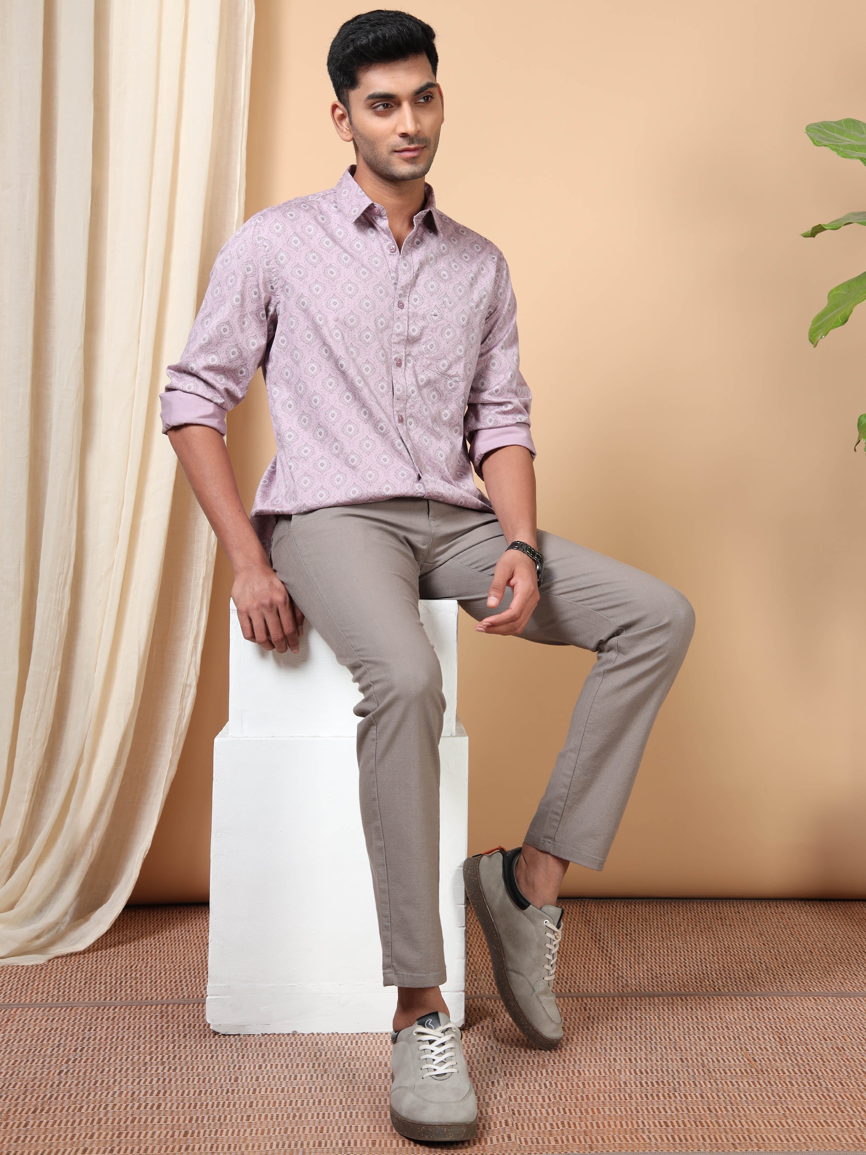 MEN'S DK.GREY SOLID SLIM FIT TROUSER