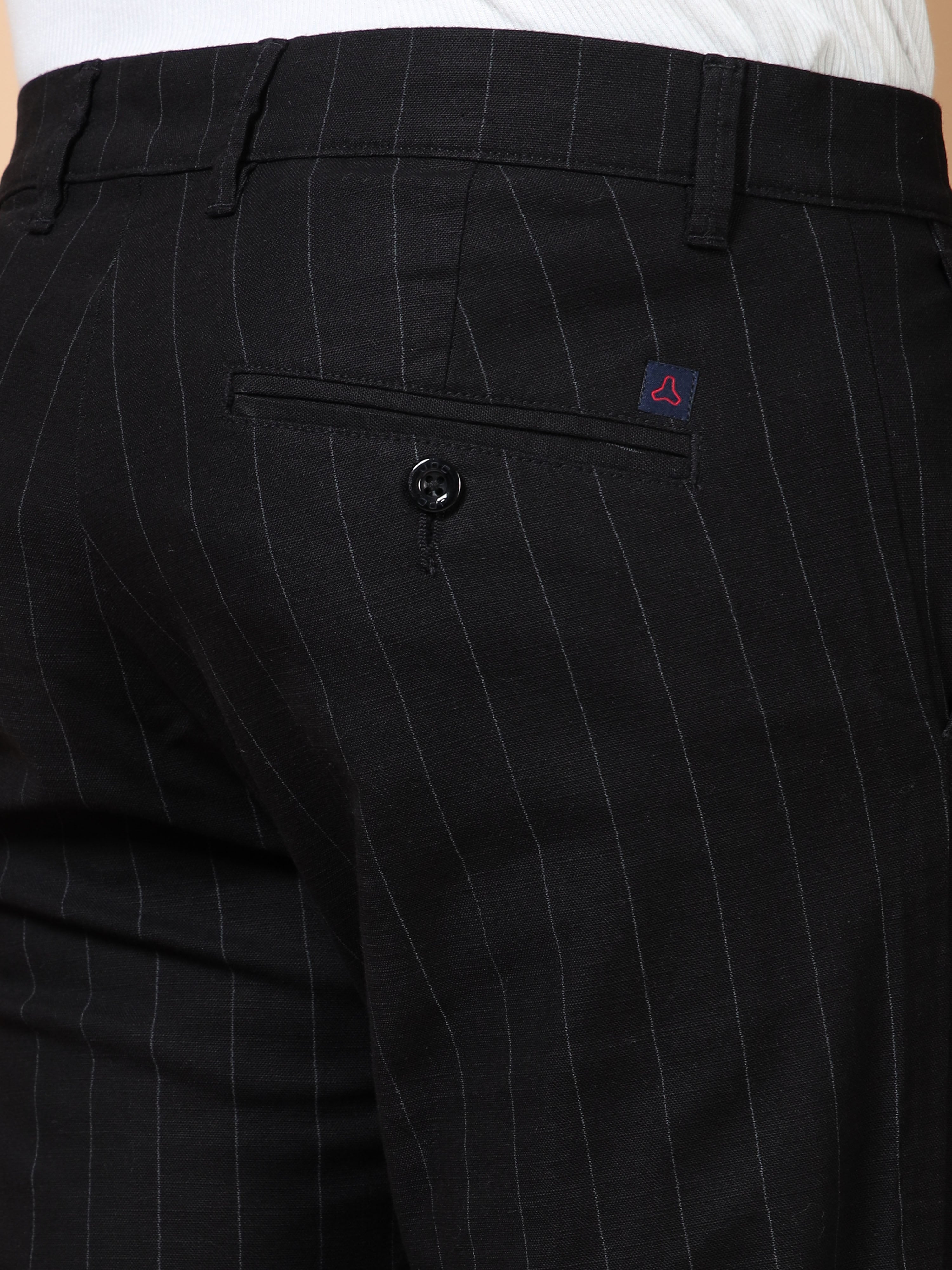 MEN'S BLACK STRIPES SLIM FIT TROUSER