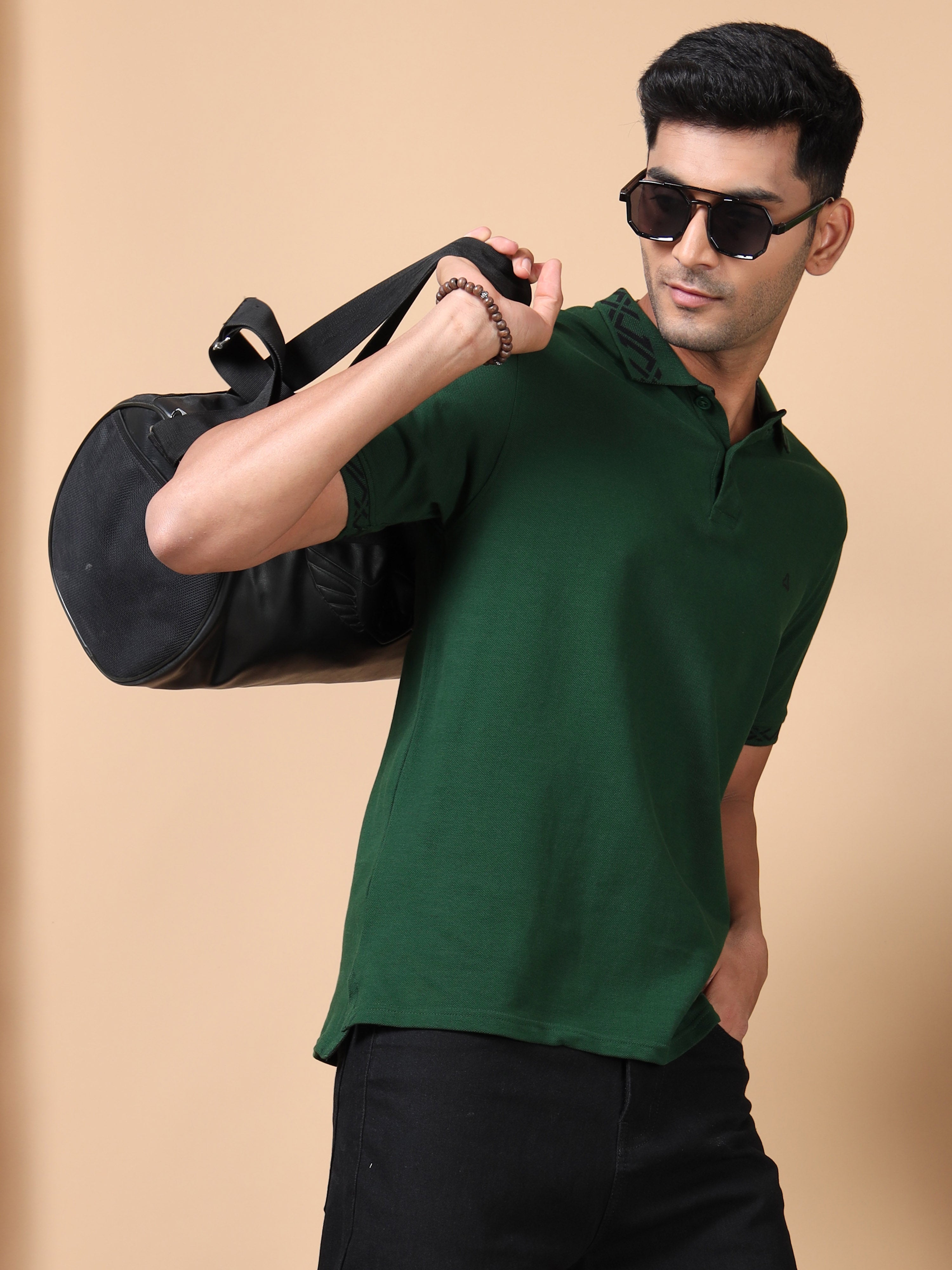 MEN'S DK GREEN SLIM FIT POLO TSHIRT