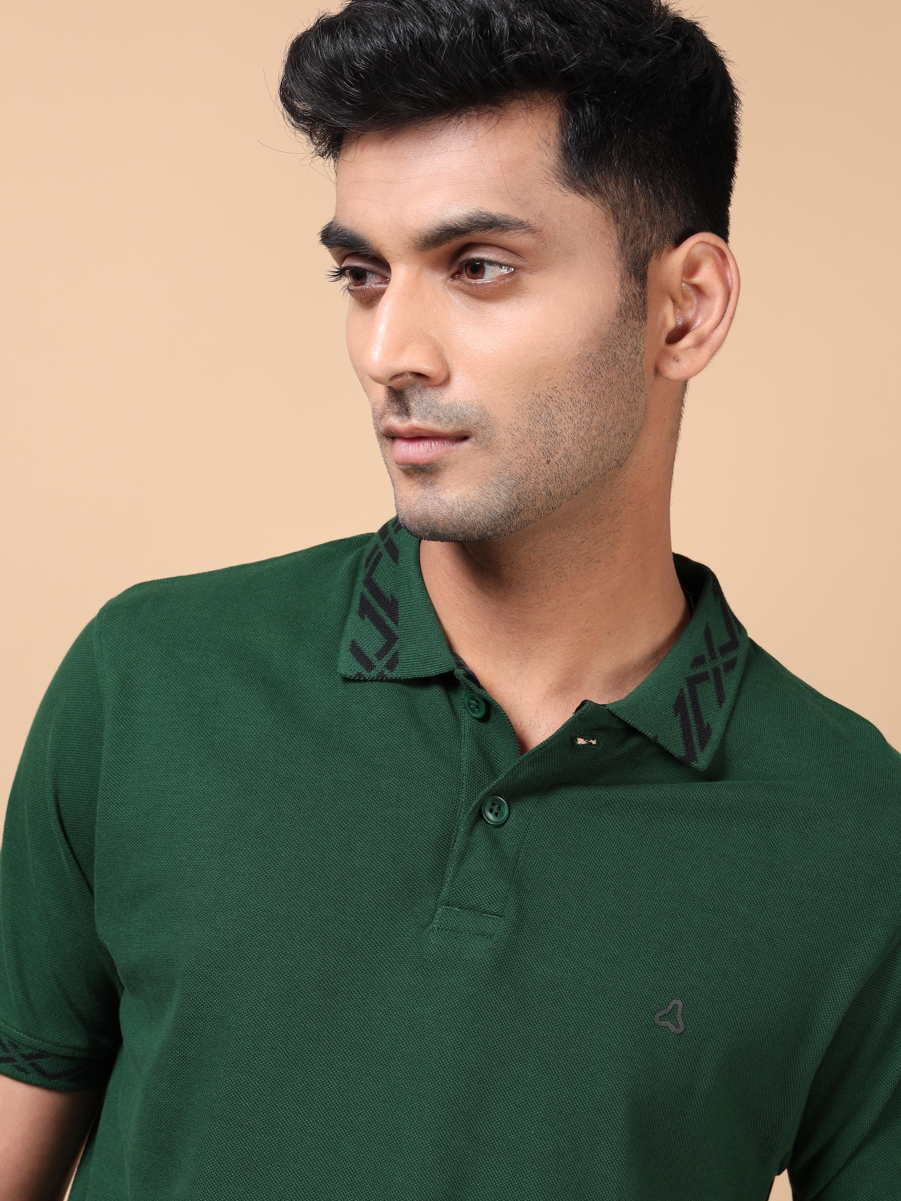 MEN'S DK GREEN SLIM FIT POLO TSHIRT