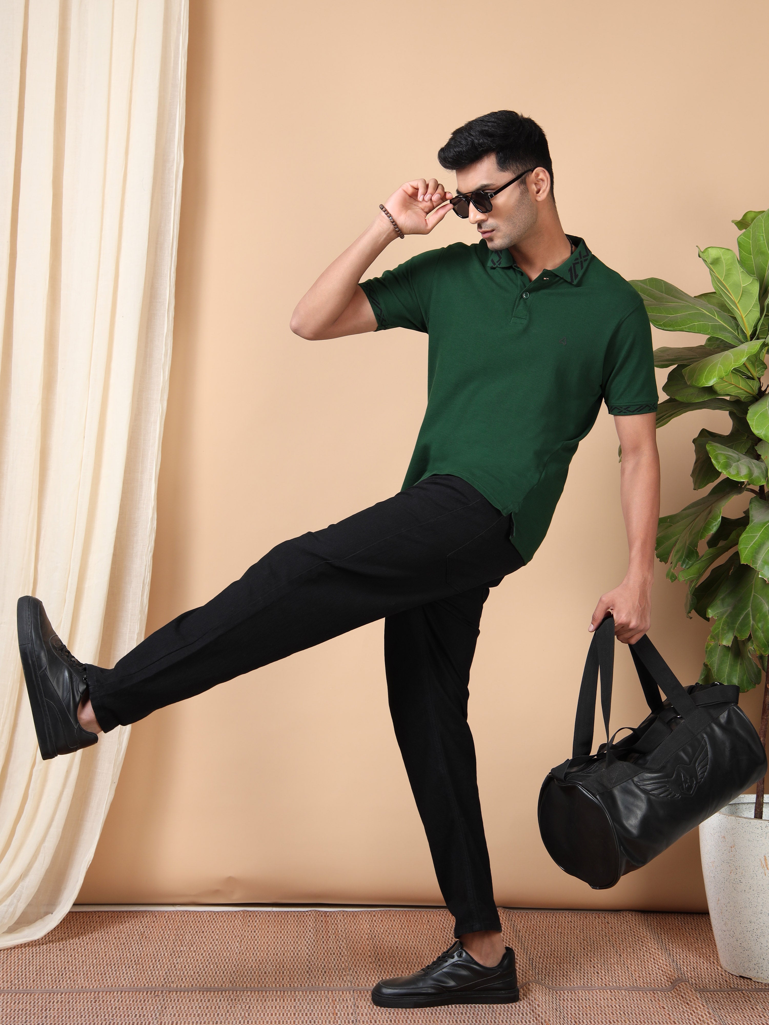 MEN'S DK GREEN SLIM FIT POLO TSHIRT