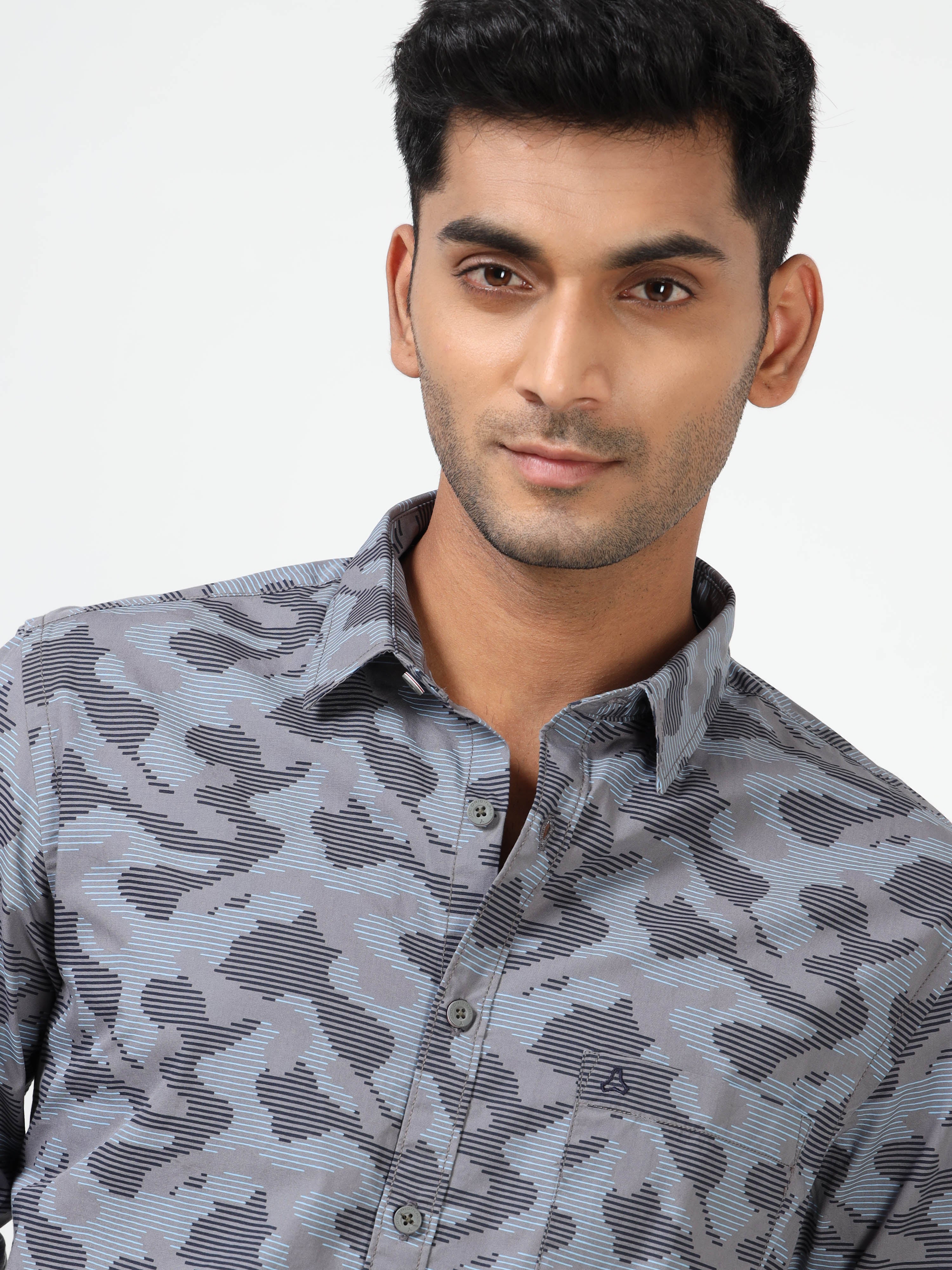MEN'S BLUE PRINT SLIM FIT SHIRT