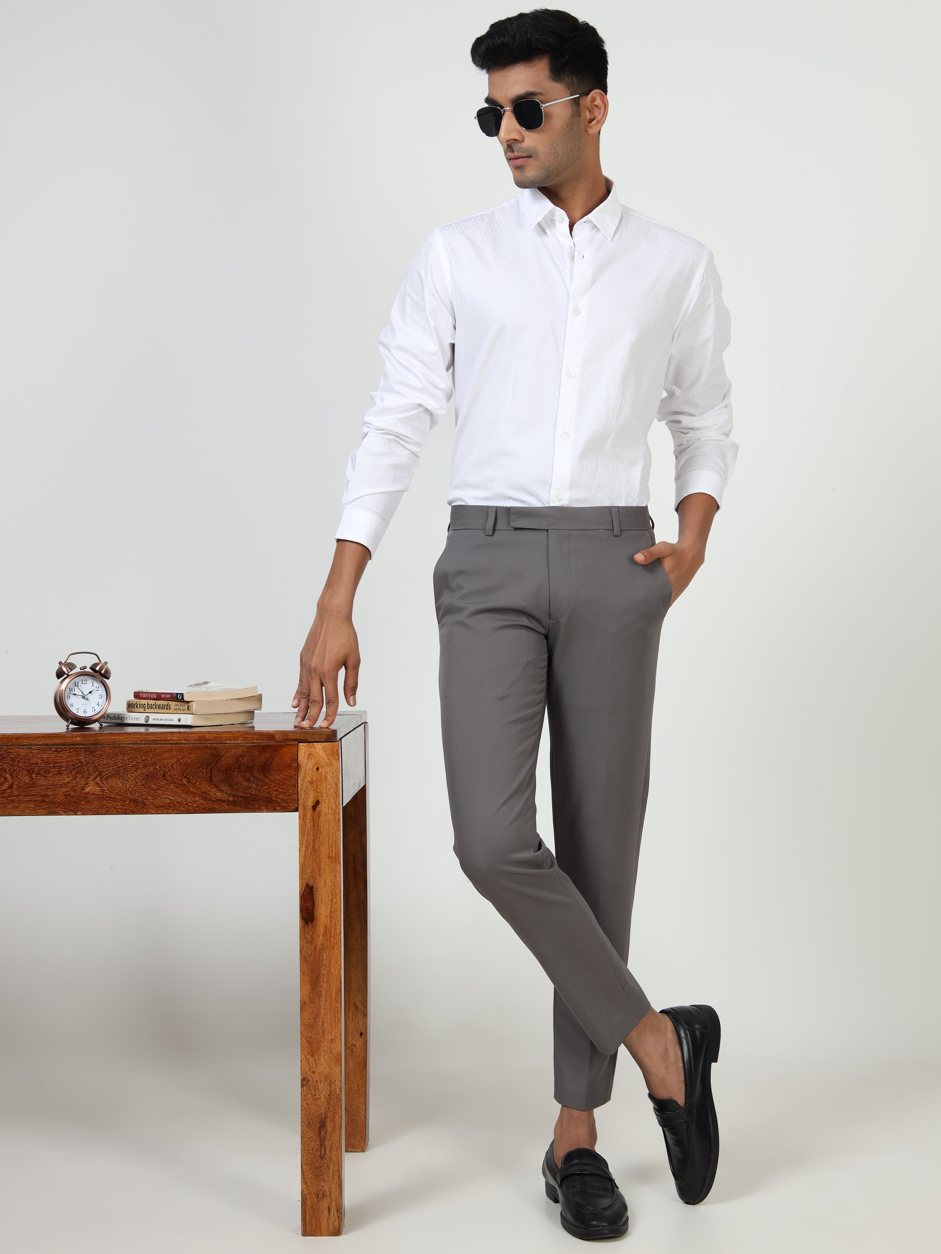 MEN'S WHITE SOLID SLIM FIT SHIRT
