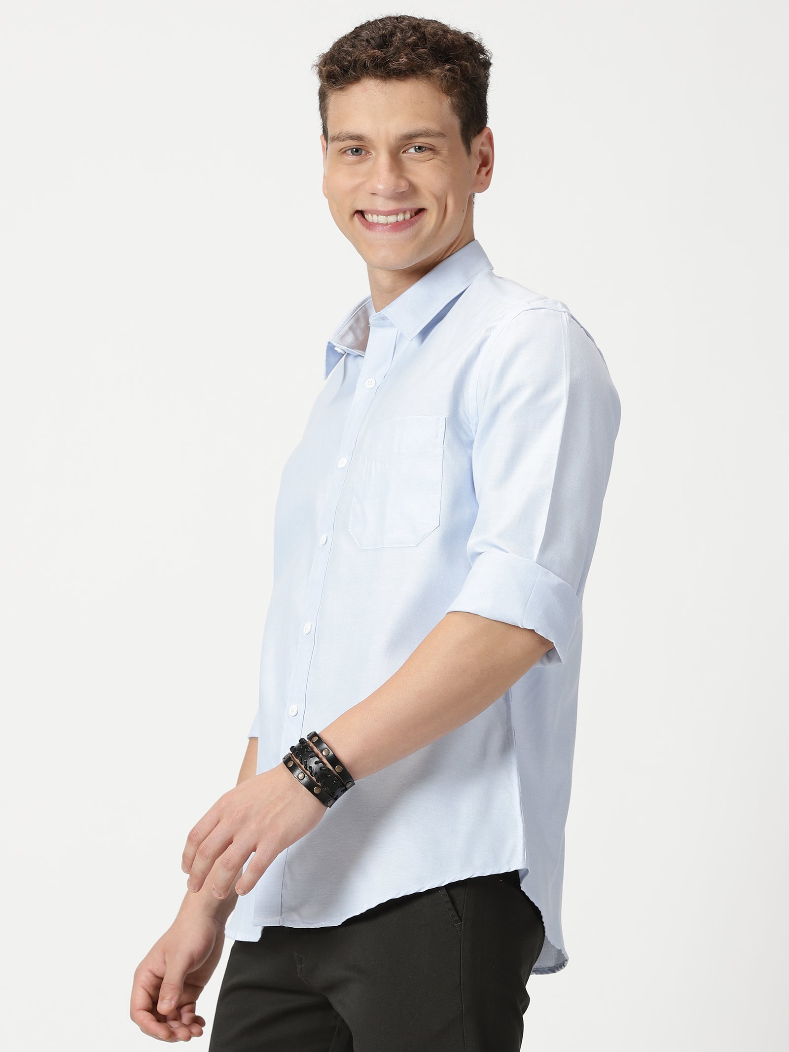 MEN'S BLUE PLAIN SLIM FIT SHIRT